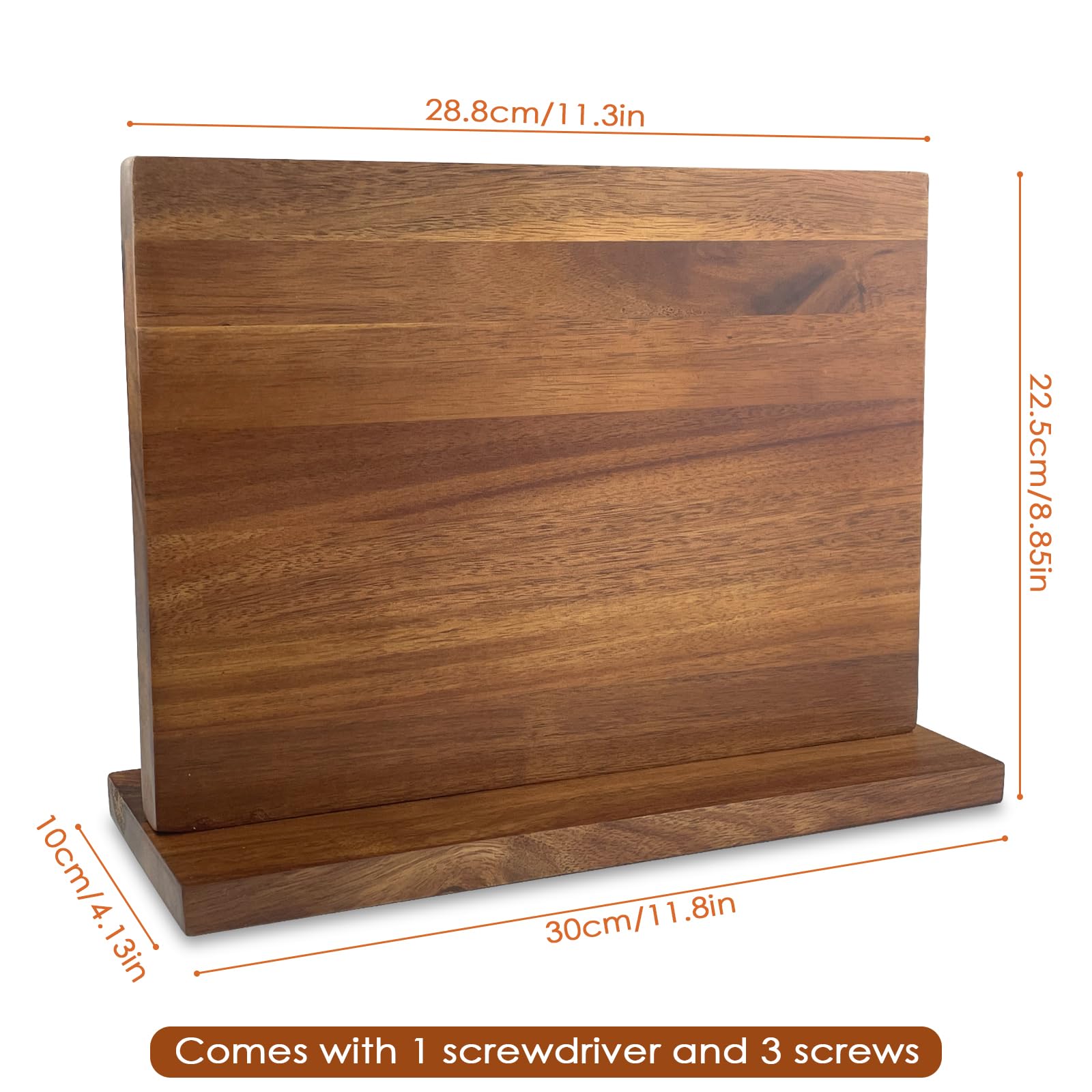 Porte Couteaux Aimanté, Porte Couteaux Cuisine, Bloc Couteaux Magnétique Bois d'Acacia, Aimanté Double Face Porte, Range Couteau de Cuisine avec Aimant Puissant, Antidérapant et Encombrant