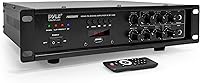 Vista 1 de Pyle Amplificador de mezcla PA Bluetooth - Amplificador de potencia estéreo de montaje en rack de audio para el hogar de 500 W, pantalla LED
