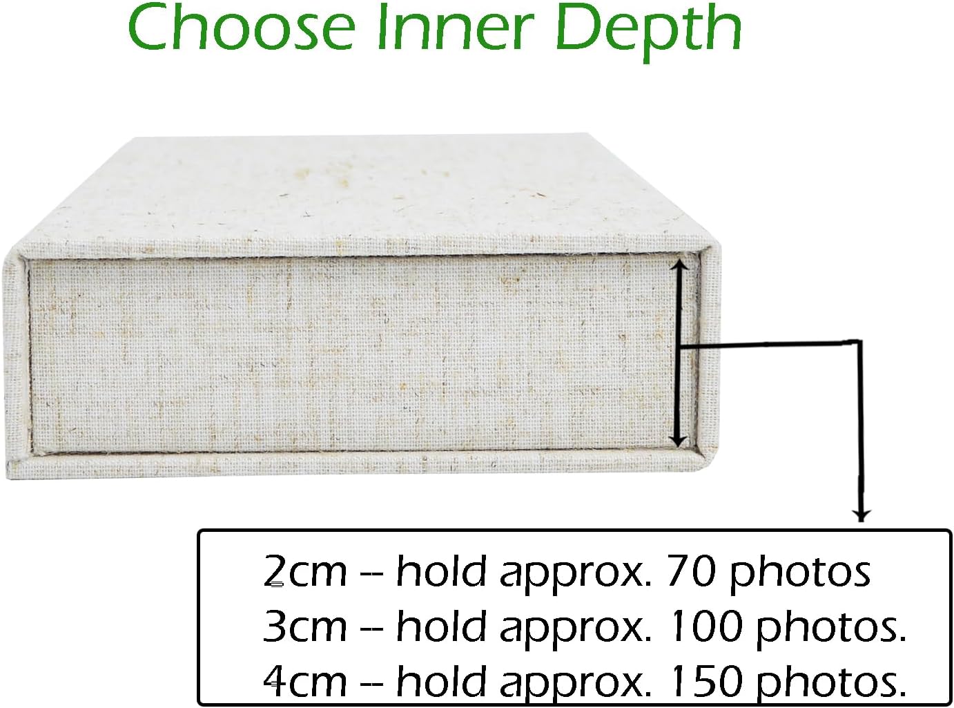 Linen Photo Print Box With USB Flash Drive Slot (Fit 4x6 inch Photos)
