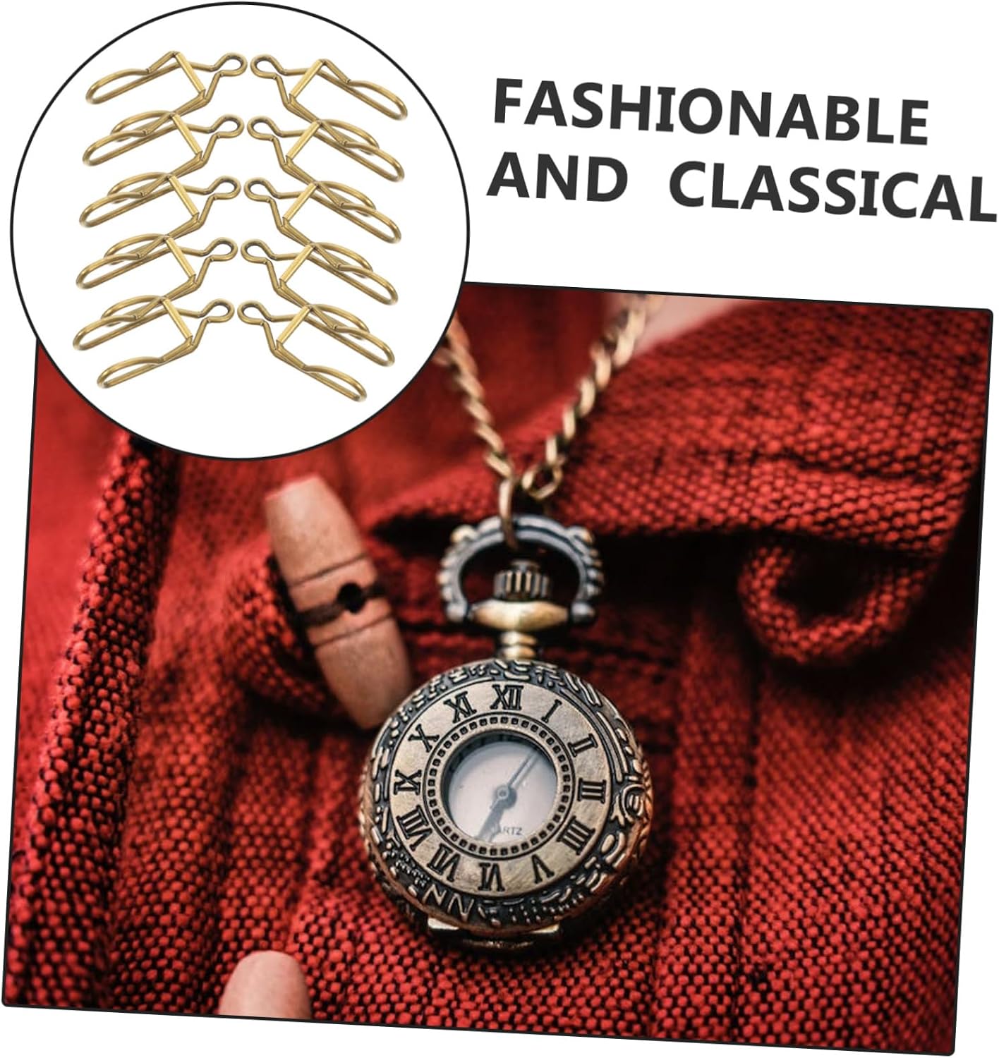 50pcs Pocket Watch Chain Clasps DIY Metal Clips for Chains Easy Install Vintage Style Iron Accessories for Cowboy Pants