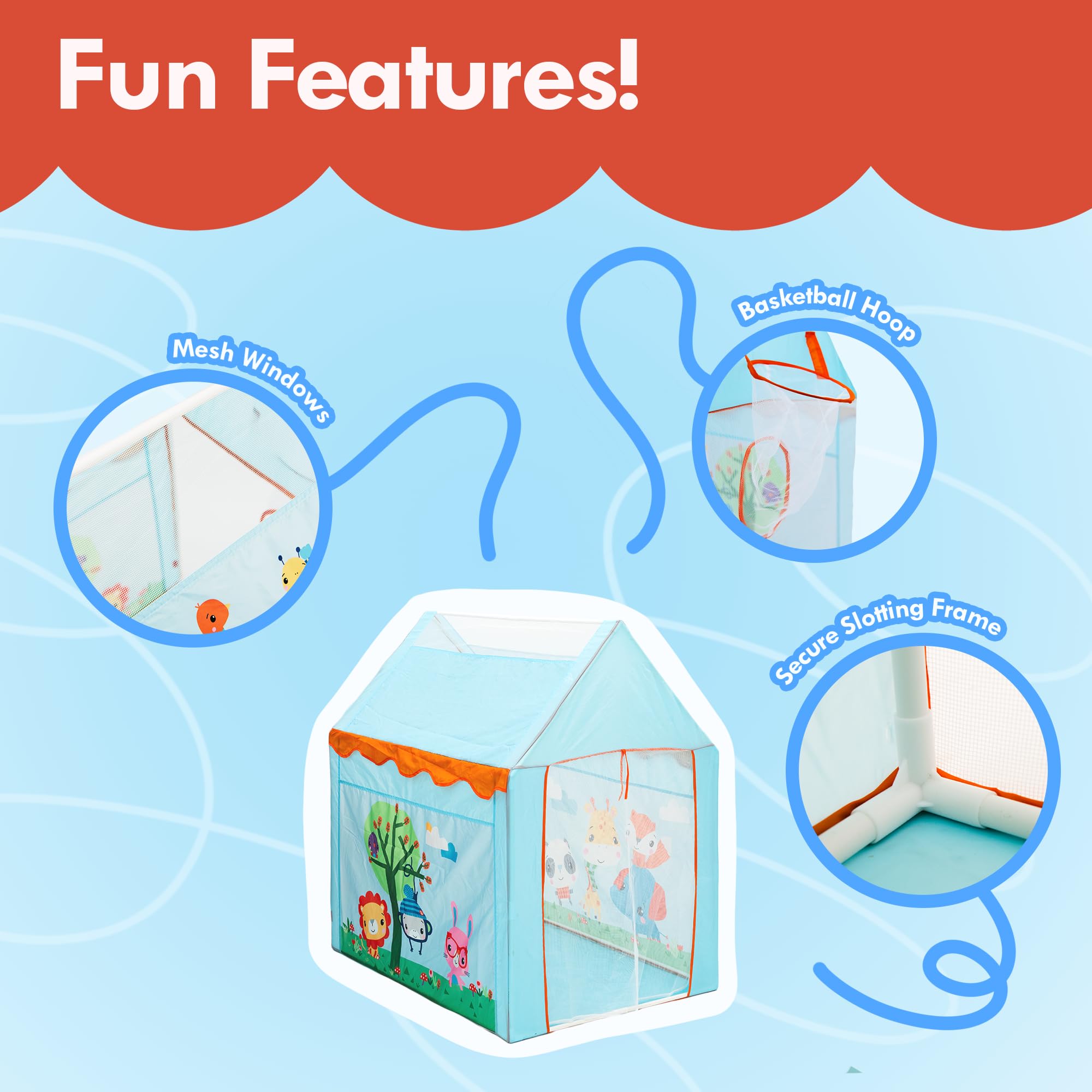 Fisher-Price Sunshine Tent Game House - Pop-Up Play Tent with Basketball Hoop for Toddlers - Indoor and Outdoor Playhouse for Kids - Image 2