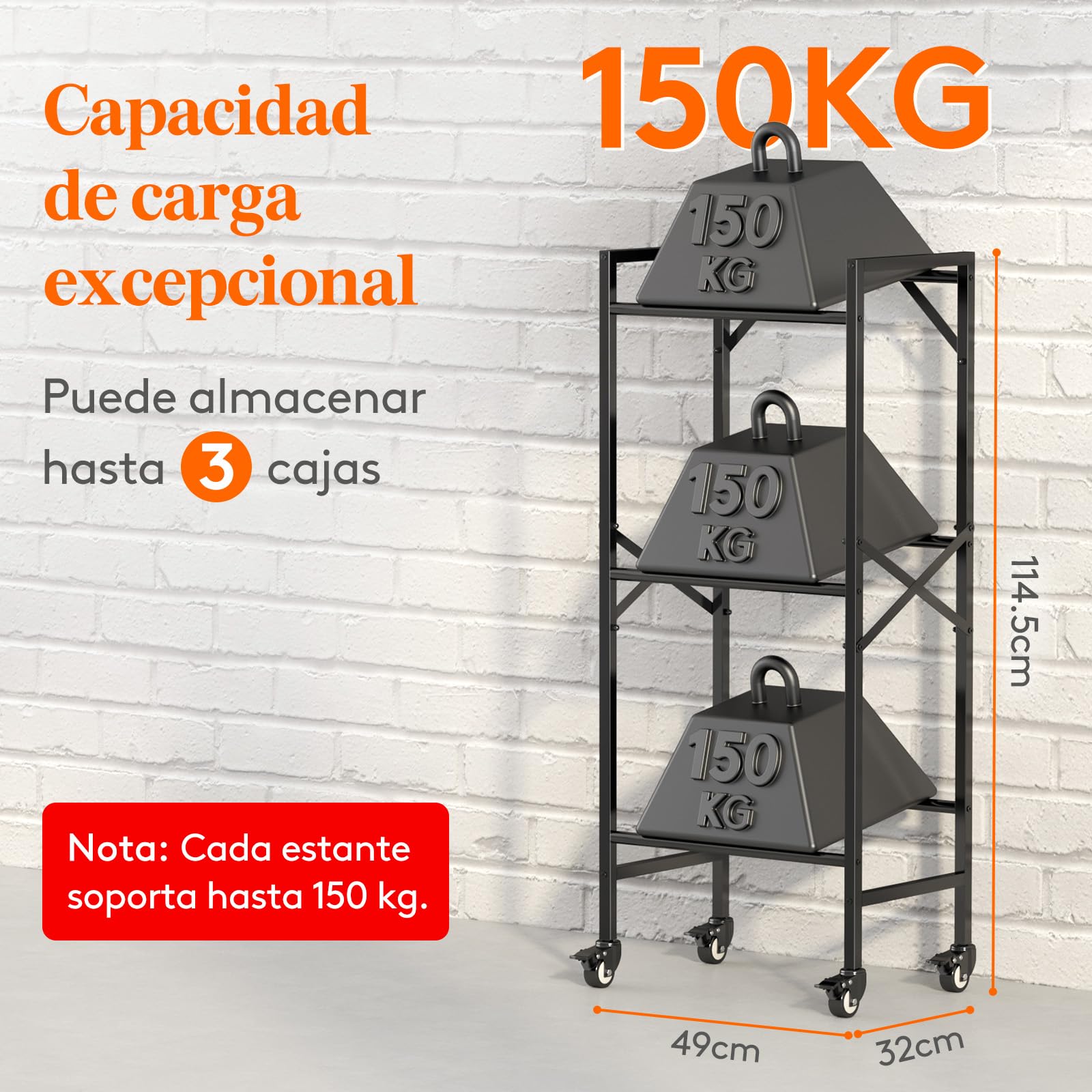 Lifewit Estantería para Bebidas con Ruedas para 3 Cajas, Estantería Metálica para Bebidas, Capacidad 450 kg, Pintura Antiarañazos, Estantería Estable para Cajas de Cerveza, Verduras y Agua