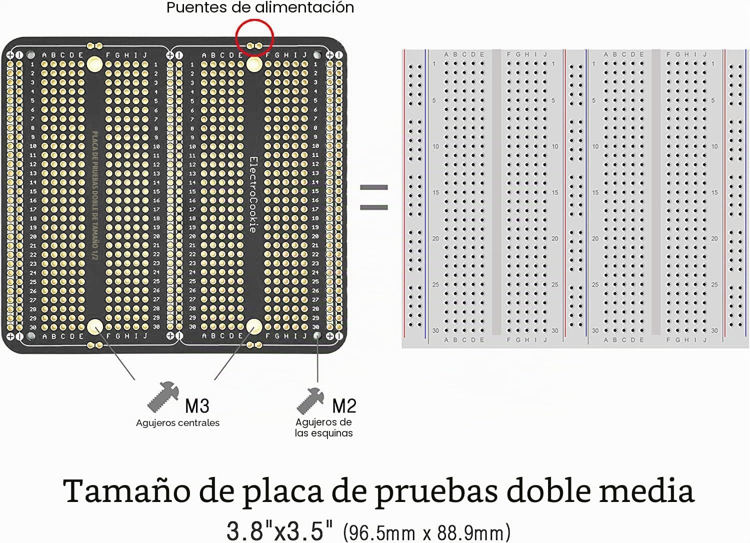 ELECTROCOOKIE Kit de placa prototipo PCB grande soldable para proyectos electrónicos compatibles con proyectos de soldadura Arduino, chapado en oro (paquete de 6, negro)