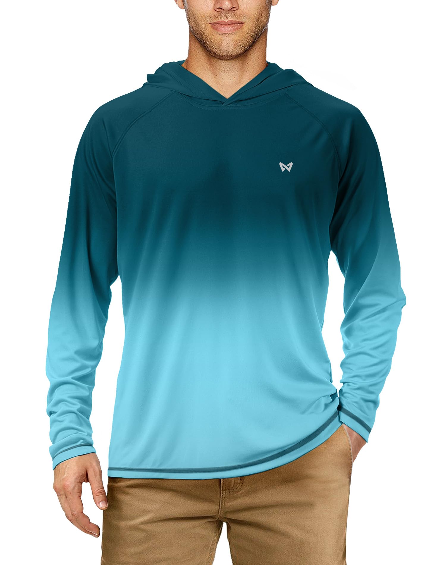 WISMBOX Herren Sun Hoodie UV Shirt Langarm, UPF 50+ Sonnenschutz Rashguard Sportshirt, für Wassersport Angeln Outdoor Sommer