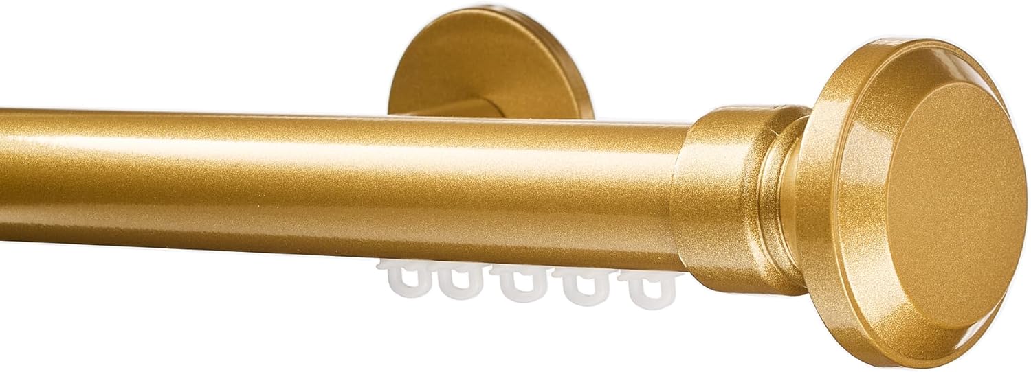 Tekno 25 Santos 1-1/8 Inch Diameter Single Traverse Window Curtain Rod Set (Gold, 120 Inch)