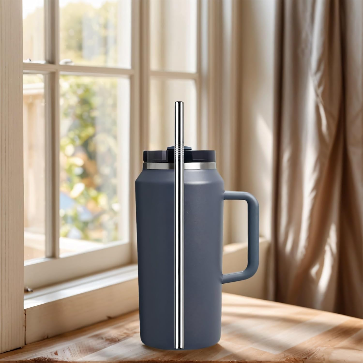 Metal Straws Replacement for Stanley Quencher 64 oz Accessories, 6 PCS Extra Wide Reusable Stainless Steel Straw with 2 Cleaning Brush, 11.8" X 0.4" Compatible with Stanley Cup Tumbler - Image 6