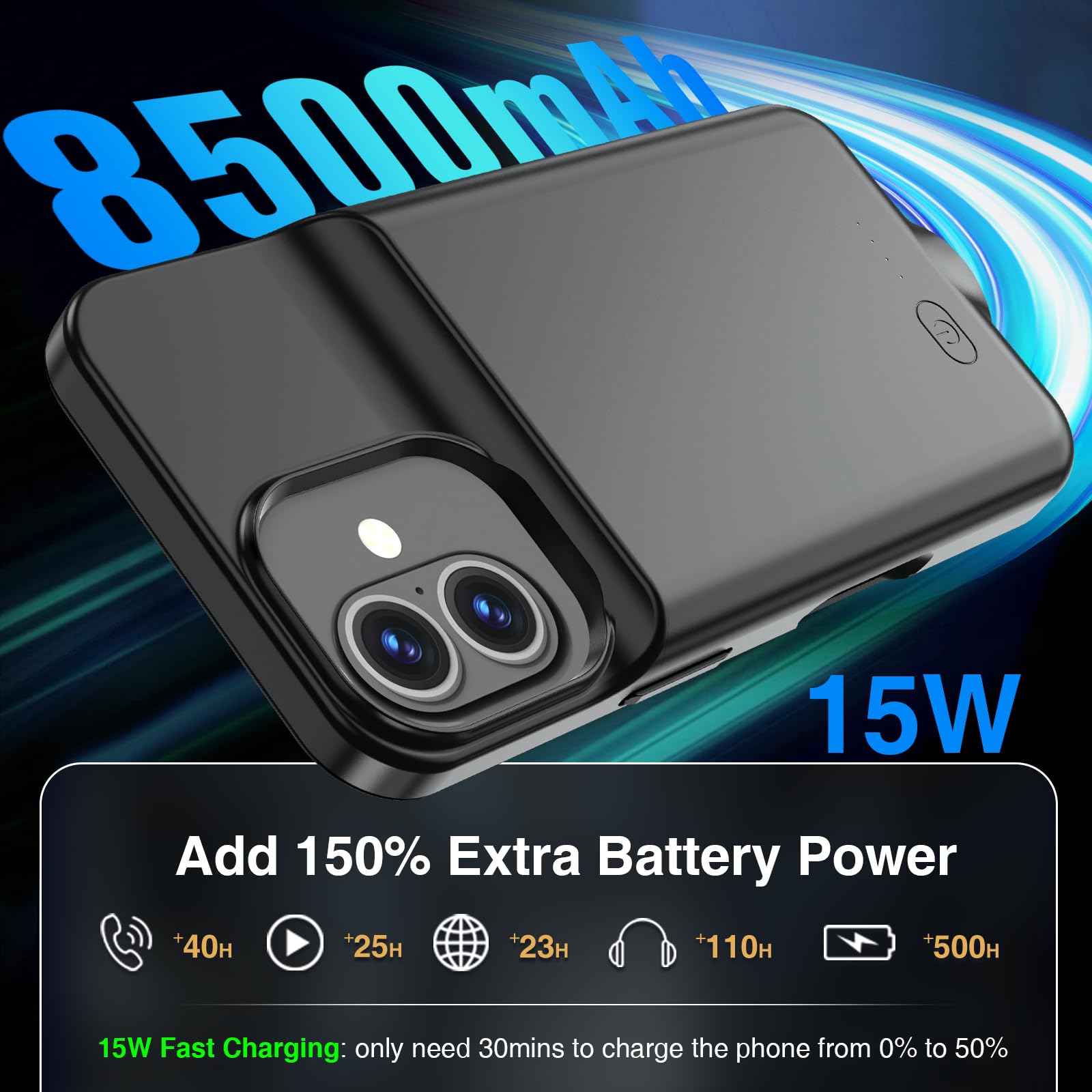 Amazon.com: GIN FOXI Battery Case for iPhone 16 Plus, Fast