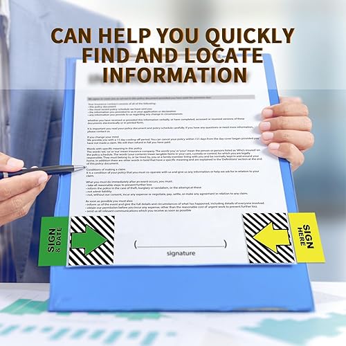 Miniatura 5 de 1600 calcomanías con inicial Here Tabs con dispensador de bandera de flecha inicial Here Banderas fáciles de publicar para cuadernos, anotaciones,