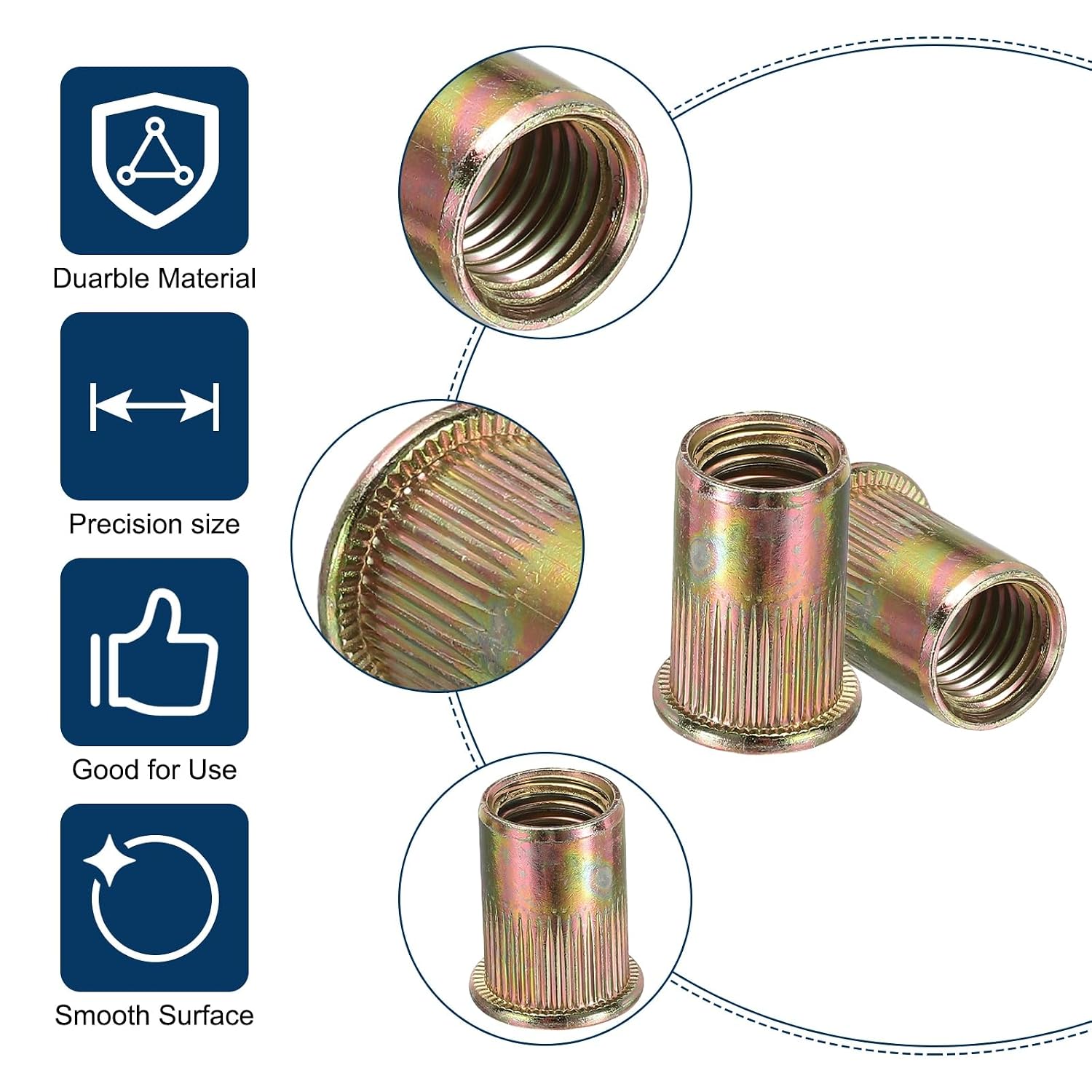 uxcell 368 Pcs Rivet Nut, Carbon Steel SAE Thread Rivet Nuts Kit Flat Head Threaded Insert Nuts for Automotive, Home Decor and Industrial, Zinc