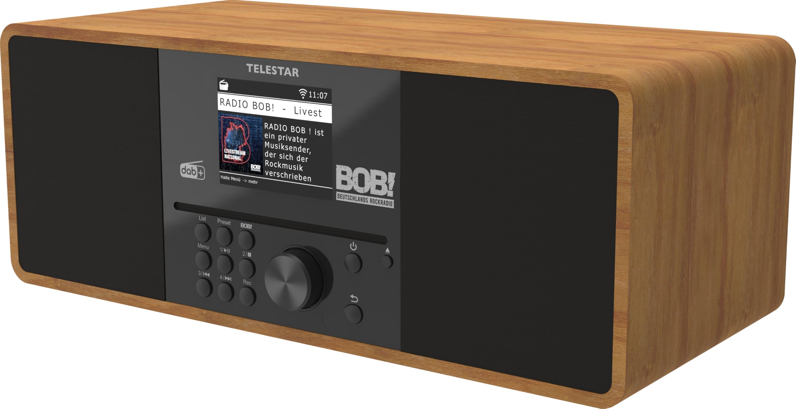 TELESTAR Bobs Rock Radio 2.0 - Dab+/Radio Internet avec Lecteur CD (Radio BOB! Émetteur préinstallé, stéréo, 2 × 15 W, Services de Streaming, Streaming Audio Bluetooth et Fonction d'émission, USB