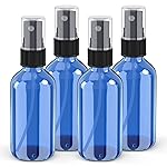 Wedama 4 oz Mini Glass Spray Bottles, Empty Small Spray Bottles with Funnel Dropper, Fine Mist for Hair, Travel, Plants, Cleaning Solutions and Skin Care (4 Pack Sky Blue)