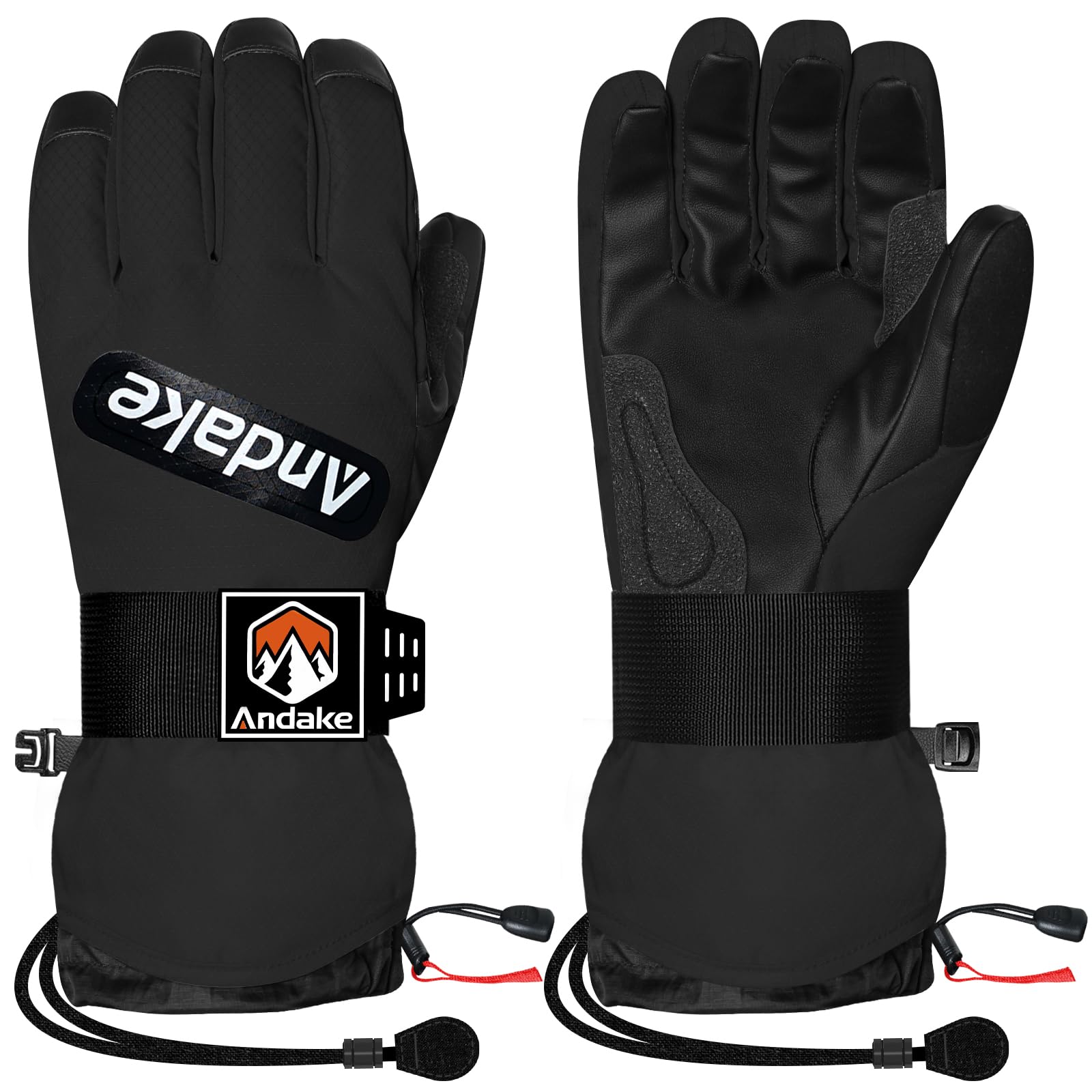 Andake - Gants de Ski Imperméables et Chauds pour Hommes, Femmes et Adolescents