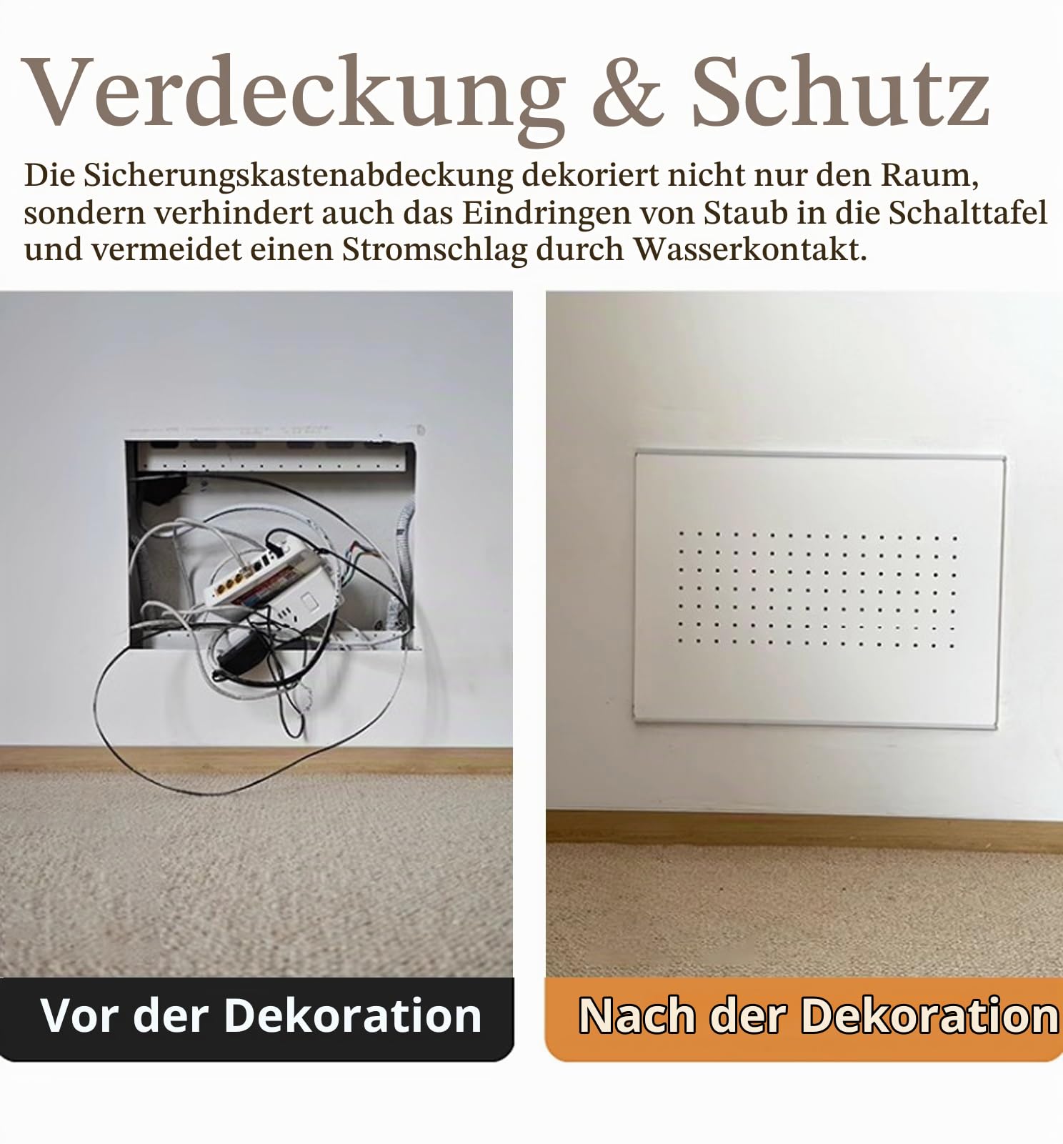 Stromkasten Verkleidung Schiebeabdeckung für Schalttafeln mit Selbstklebender Schiene, Extra Dünne Abdeckung für Stromzählerkästen, Dekorative Wand, Abdeckung für Sicherungskästen im Schlafzimmer(Whit