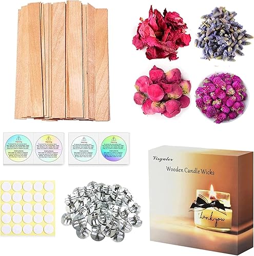 Visgaler 150 mechas de madera mejoradas para la fabricación de velas, mechas de madera gruesa fabricadas en Estados Unidos, mechas de vela de madera