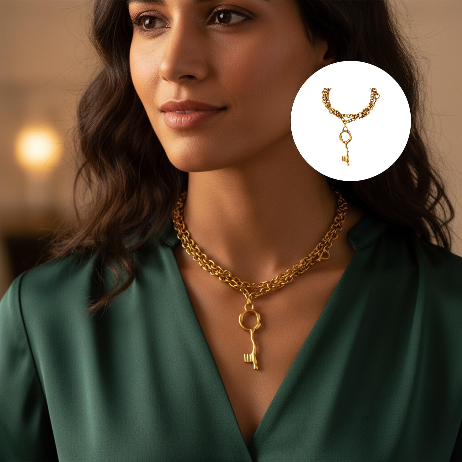 Genérico De pareja francesa símbolo clave amor joyería de cuello unisex regalo para aniversario y celebración de Valentín joyería de amor francés