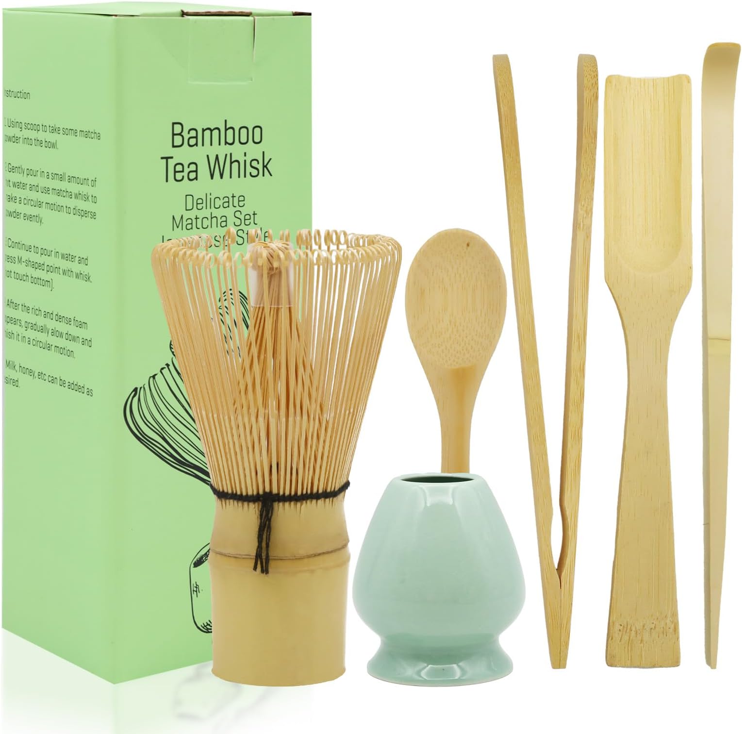 VEGCOO6 Pcs Bamboo Matcha Whisk Set, Matcha Making Tools for Tea House & Ceremony