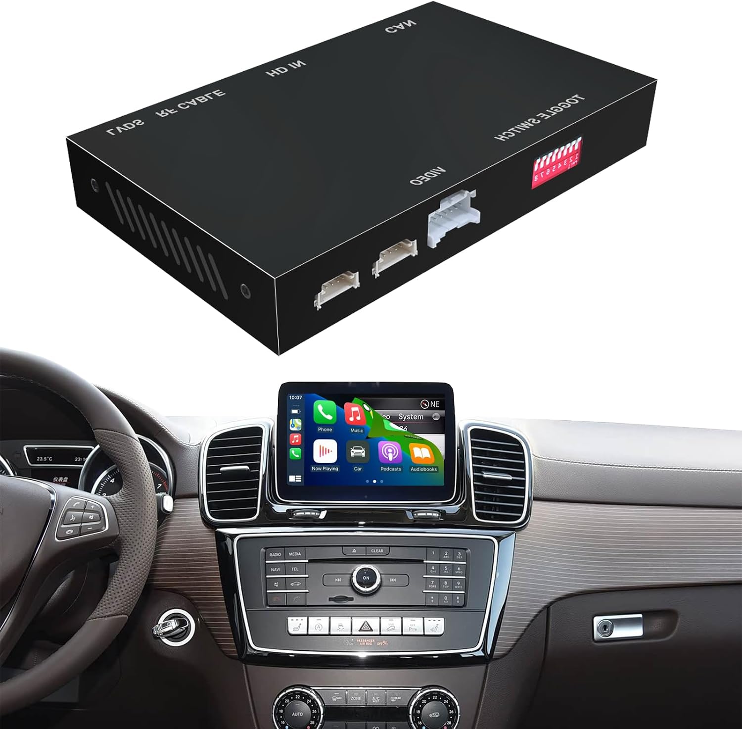 Wireless CarPlay Android Auto Retrofit Kit Decoder Compatible with Mercedes-Benz GLE-Class NTG 5.0/5.1/5.2 System 2015-2019, Support Mirror Link, Back-up Camera