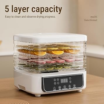 Food Freeze Dryer 5 Layer 160W Electric Dehydrator Machine with 1-72 Hour Digital Timer and Temperature Control for Fruits Vegetables Meat Snacks (US Plug 110V)