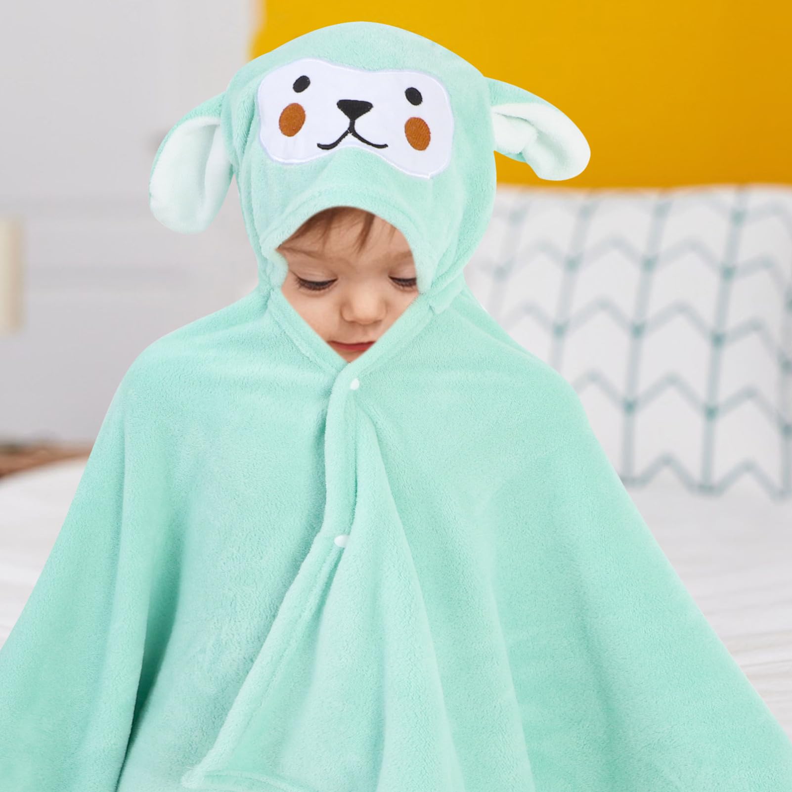 Serviette à Capuche pour Garçon Fille Polaire Ultra Absorbante Design Animal Mignon pour Bain Plage Enveloppe de Bain Douce et Portable pour Tout Petits