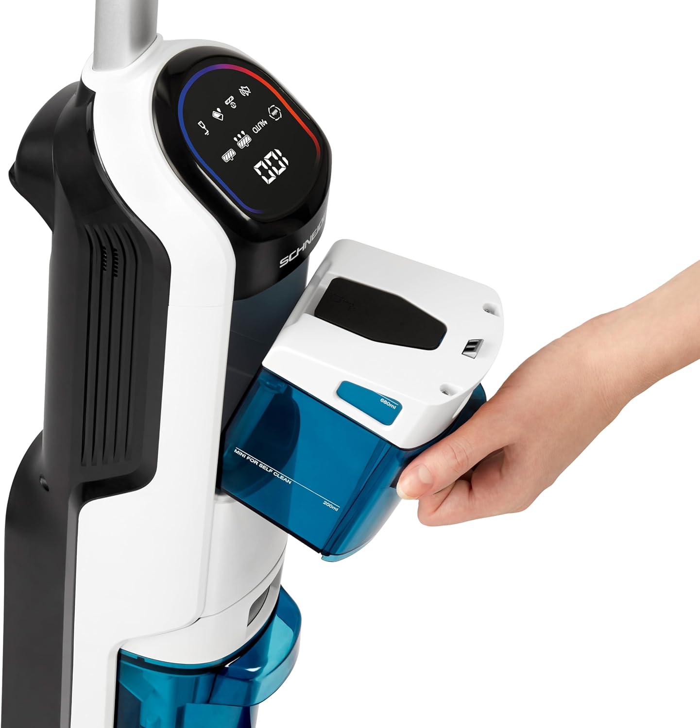 Hand holding clean water tank