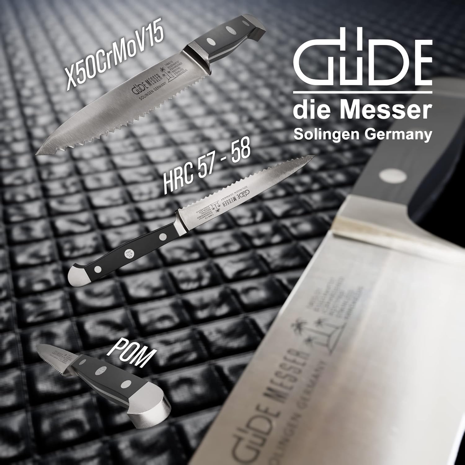 Güde Alpha Series Hand Forged/Sharpened Tomato Knife Knife With Black Hostaform Handle 5-In, Made in Solingen, Germany Since 1910