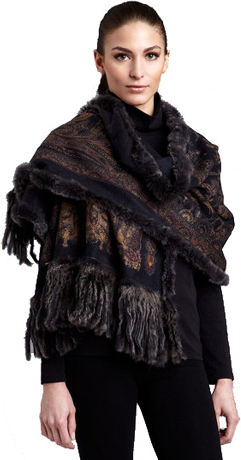 Women’s Cashmere Scarf–Fur-Wraps for Dresses-Mink stole-Mink-Rabbit-Fur Shawl–Poncho-dress shawl-Mens scarf (Unisex)