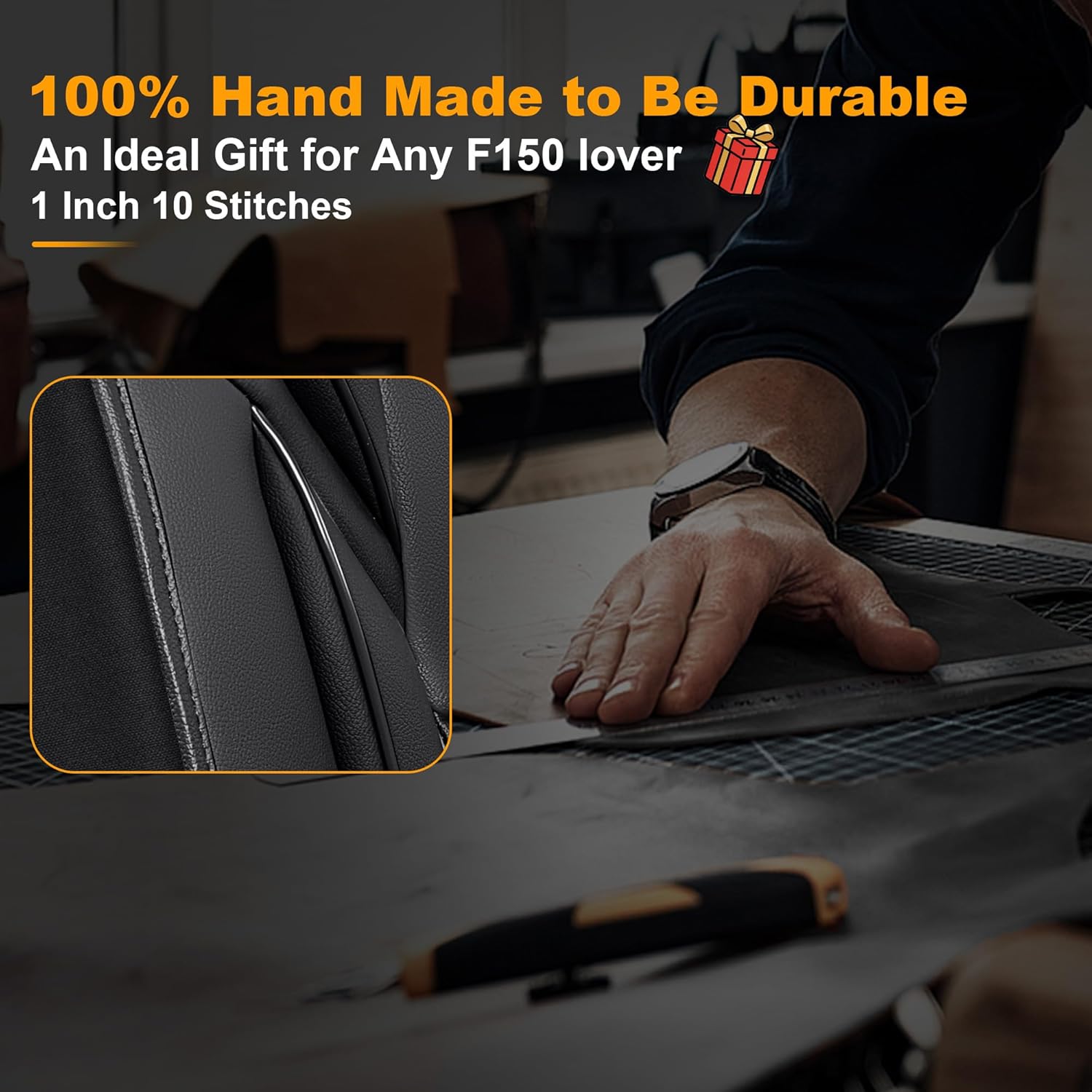 for Ford F150 2009-2024 2025 2026 Seat Covers - F250 F350 F450 2017-2025 2026 Seat Protectors with Waterproof Leather(2 Front Set, Black)