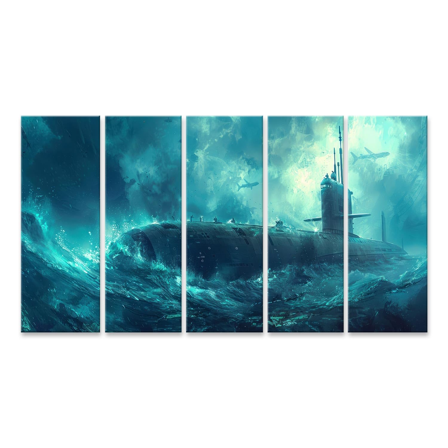 islandburner Primer cuadro sobre lienzo submarino atómico submarino atravesando el océano ancho pancarta mensajes estratégicos imágenes murales carteles