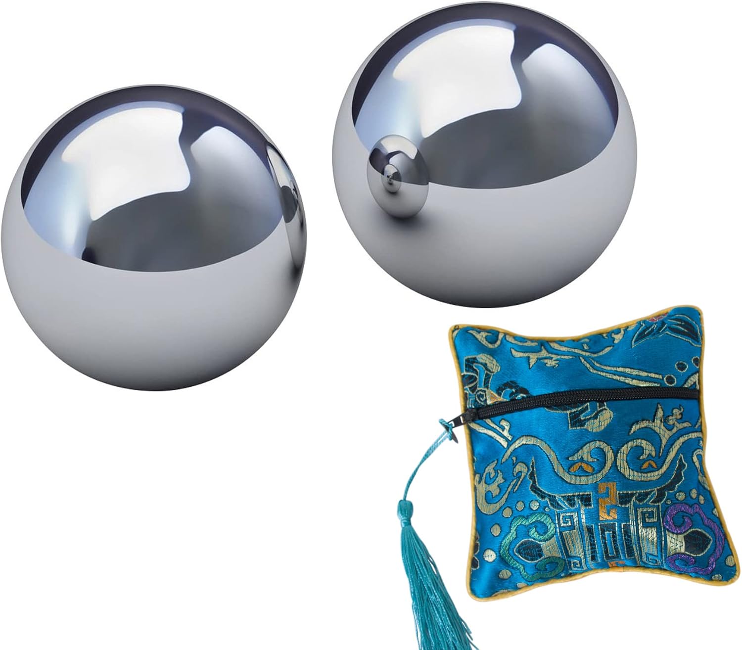 Chinese Solid Iron Baoding Ball Heavy No Chiming Stainless Steel Chrome