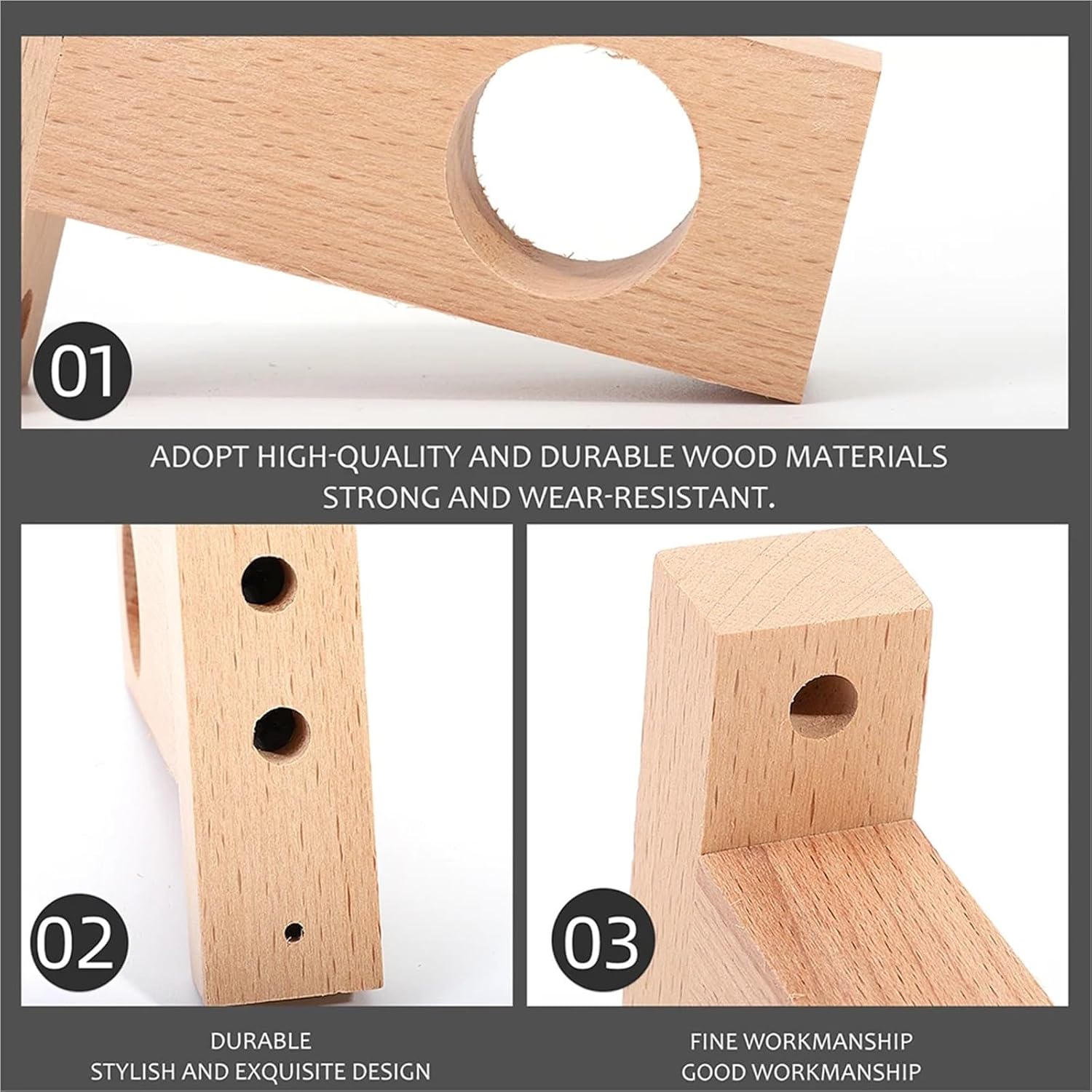 4pcs Curtain Rod Bracket Wooden Holder Rods End Ceiling Fixator