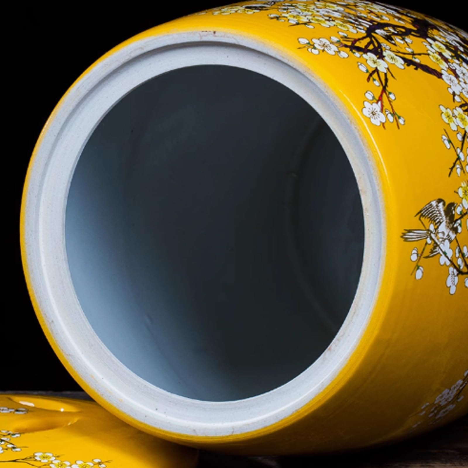 Barattolo per Alimenti，Barattolo da Cucina sigillato con Coperchio, Dispenser per Cereali，Contenitori in Ceramica per Alimenti Contenitore in Ceramica per Cereali e Riso(Yellow,12.5kg)