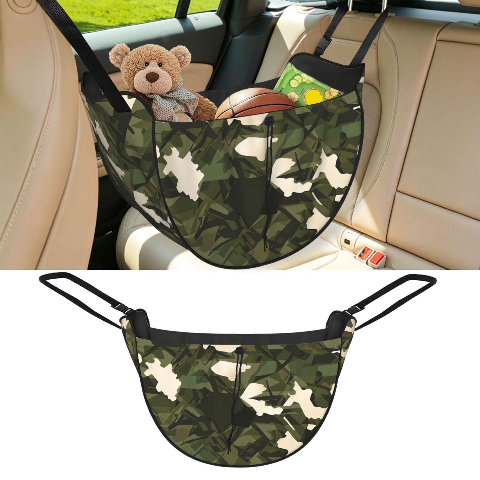 Cntdbu Black Army Camouflage Car Seat Organizer-Backseat Storage Bag For Travel