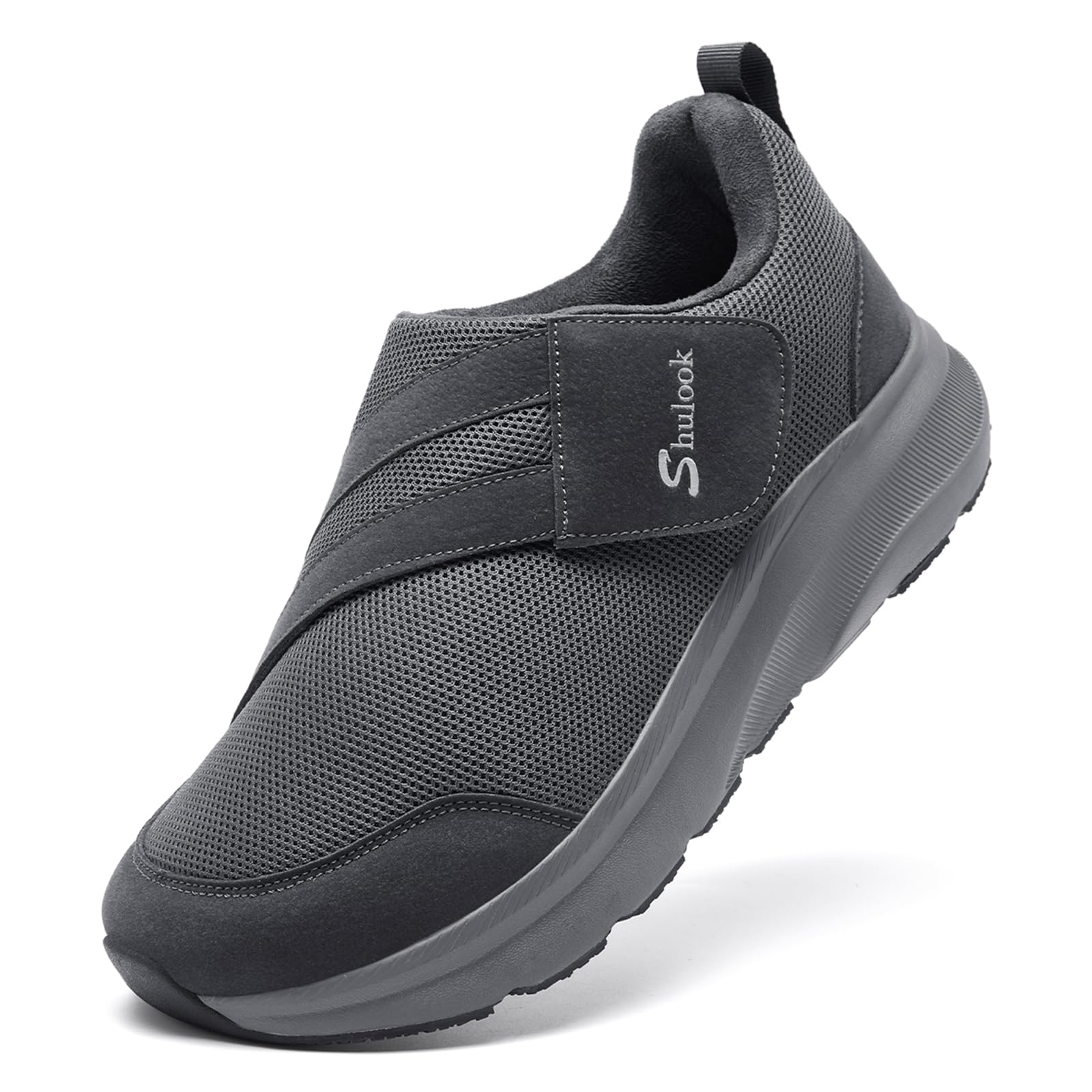 SHULOOK Diabetiker Schuhe Herren Extra Weit Leichte | Schuhe für Geschwollene Füße Senior Schuhe mit Klettverschluss Sneakers