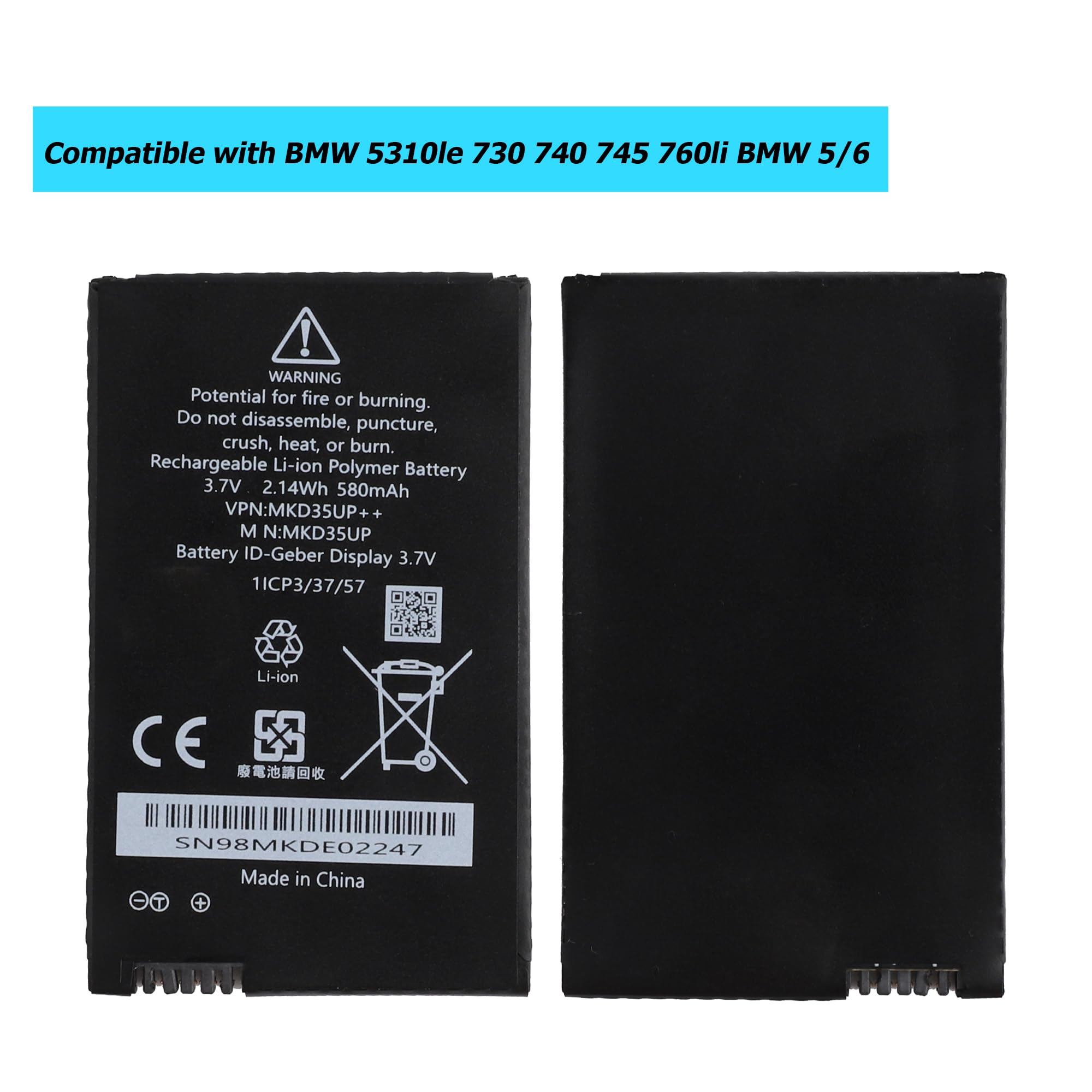 MKD35UP Batteria di ricambio compatibile per BMW 5310le 730 740 745 760li BMW 5/6 Series X3 X5 X6 BMW i8 LCD Remote Key 9442976-01 con kit di strumenti