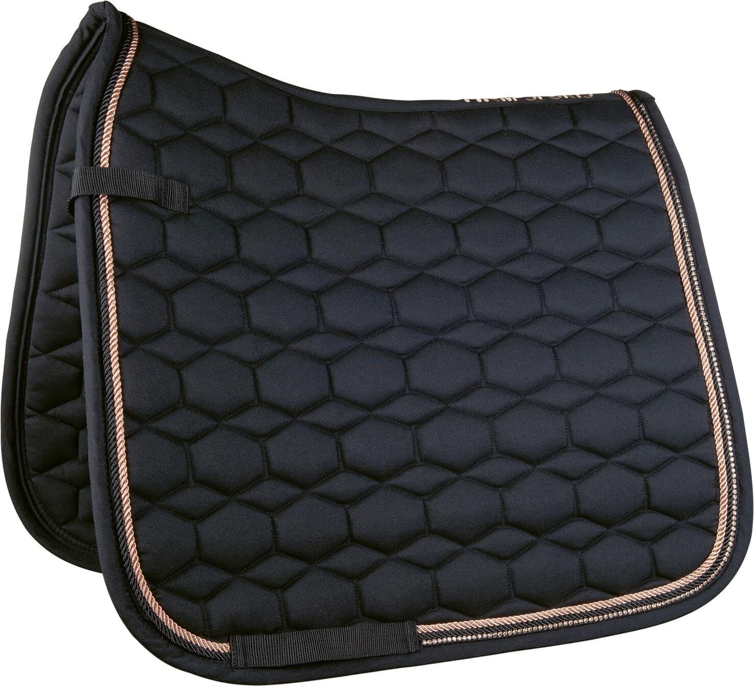 HKM Rosegold Glamour Style Schabracke, Schwarz/Rosegold, Pony Dressur