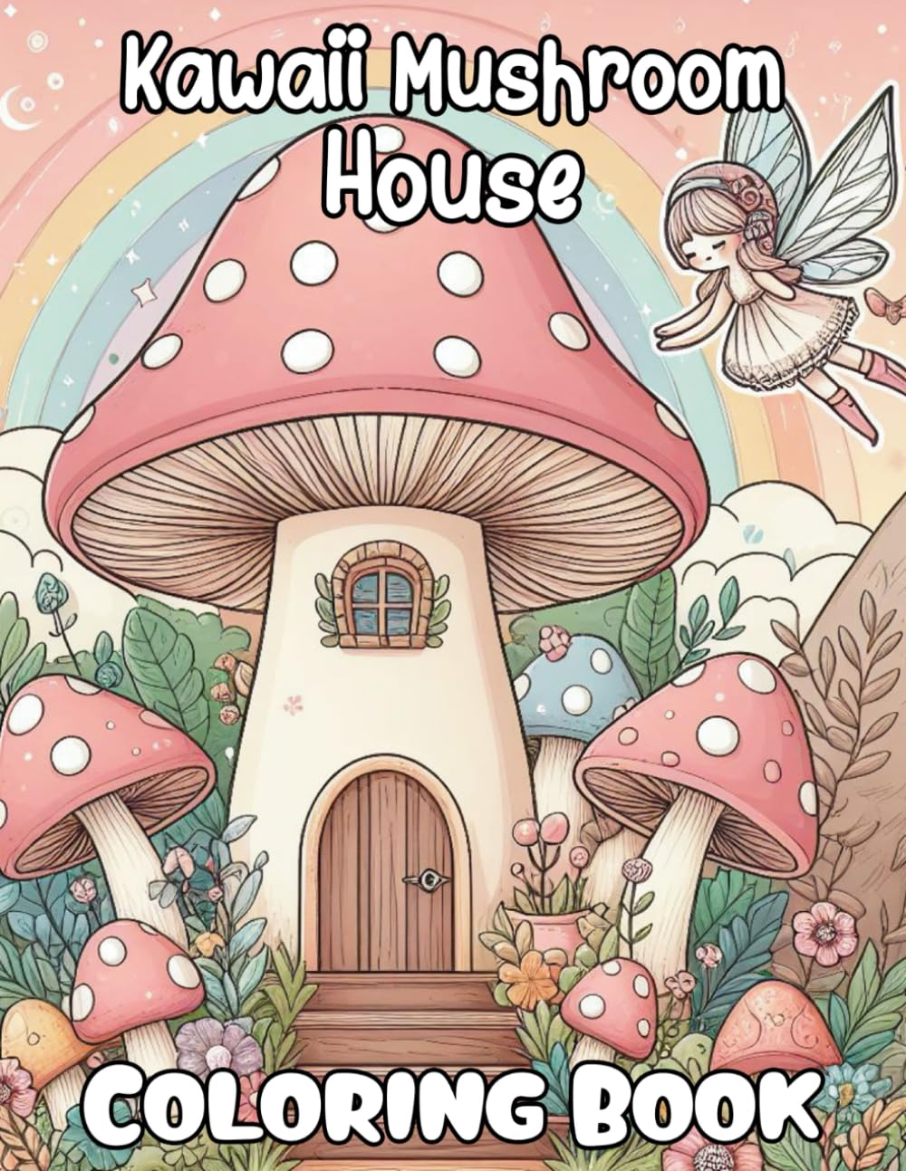 Kawaii Mushroom House Coloring book: Cute and Magical Mushroom houses Coloring Pages for all ages, Women, Teens, and Kids, Your Path to Stress Relief and Relaxation