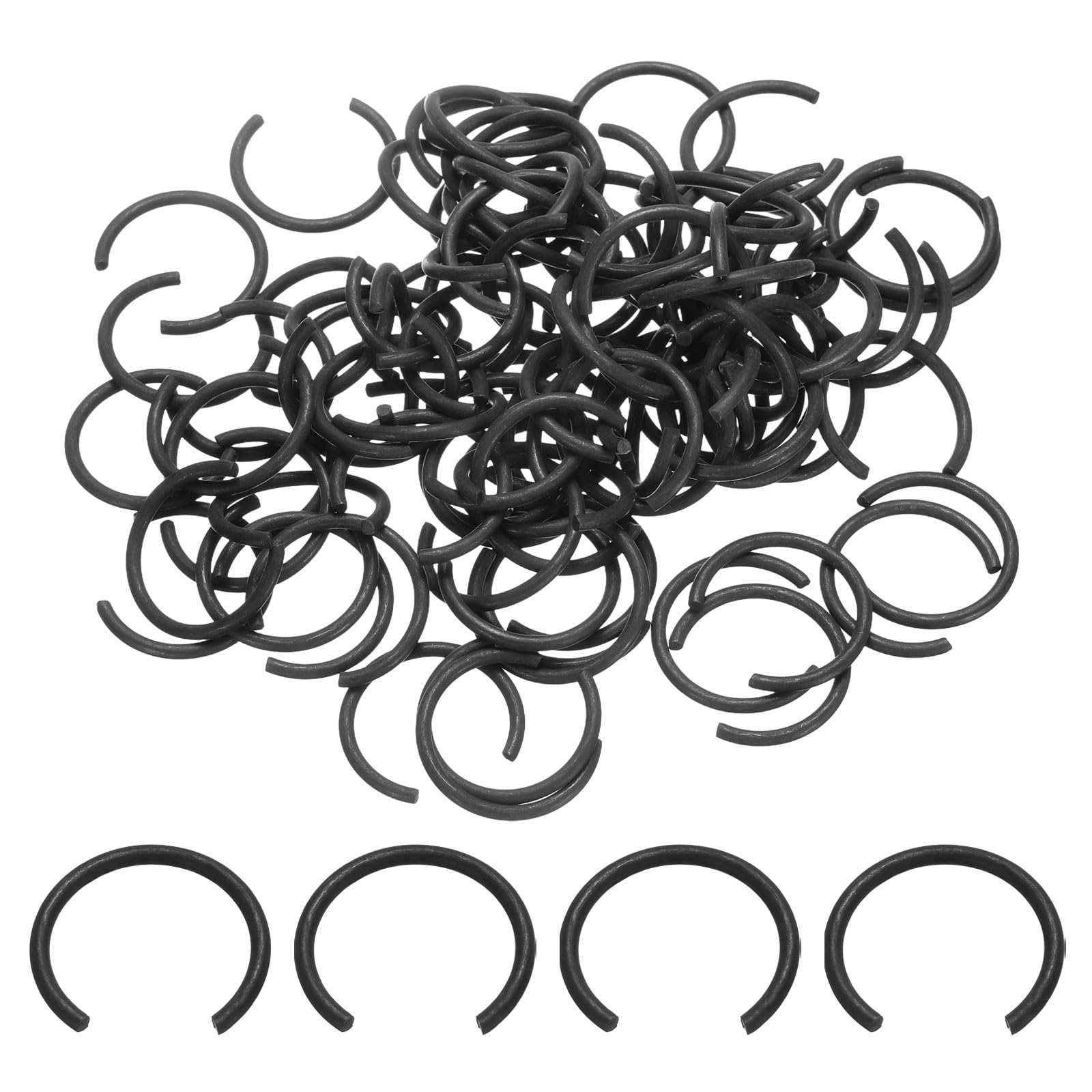 sourcing map 100Pcs Round Wire C-Clips, 70Mn Carbon Structural Steel Internal Snap Rings, Retaining Rings Round Wire Snap Rings for 20mm Hole, Black