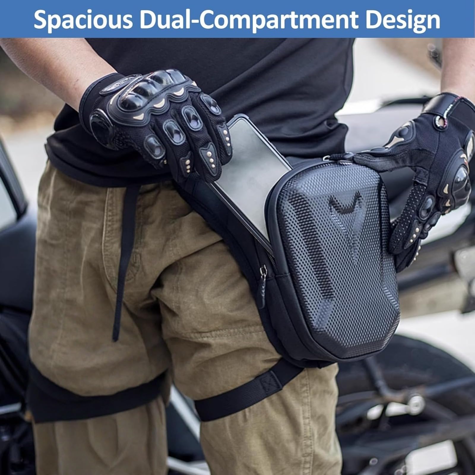 Marsupio da Gamba Moto, Marsupio Cosciale per Uomo e Donna, EVA Impermeabile Borsa da Gamba, Borsello da Moto, Marsupio Sportivo da Gamba per Ciclismo, Viaggio, Campeggio, Pesca