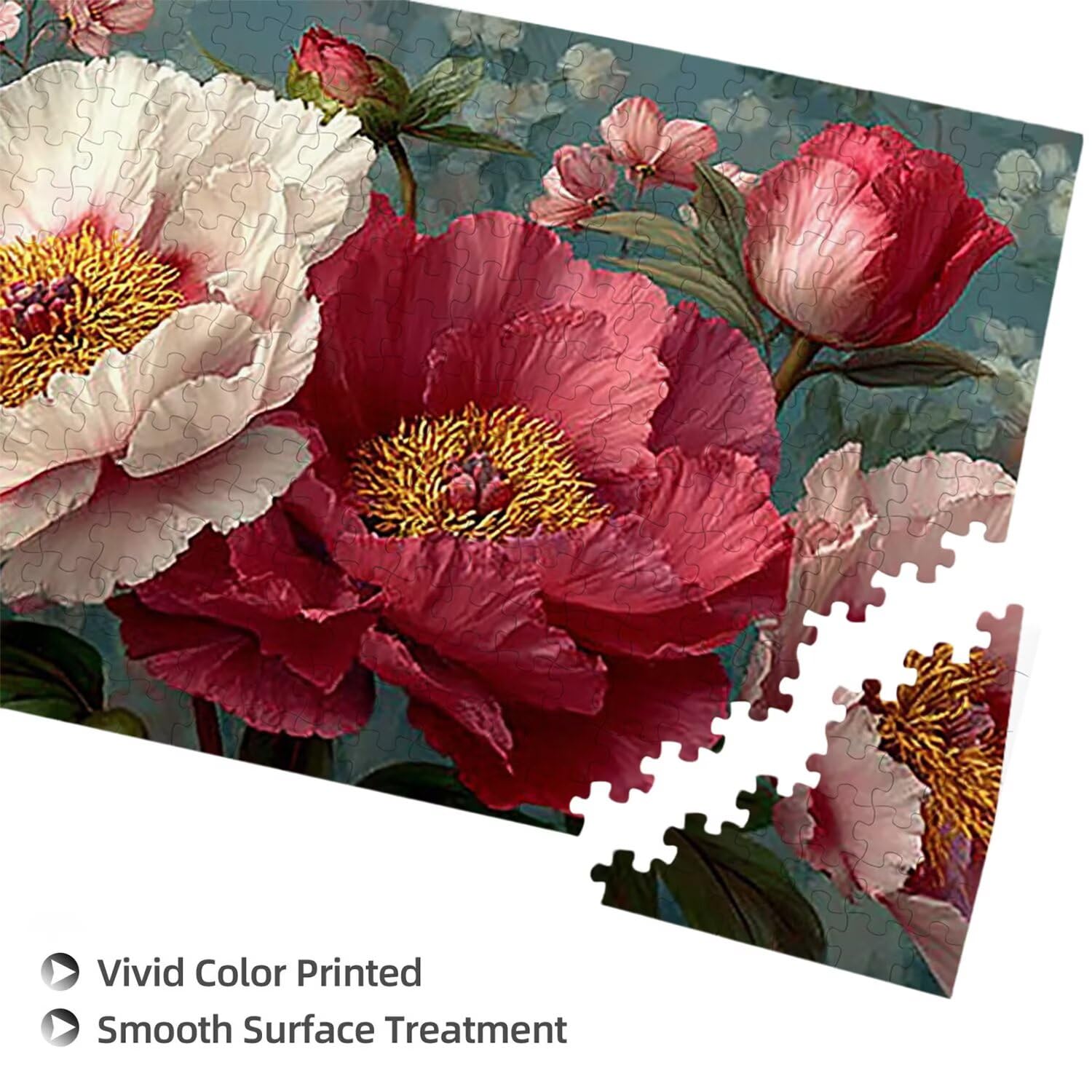 Puzzle de Madera para Adultos 1312 Piezas - Peonía, Obra de Arte de Juego de Rompecabezas para Adultos, Puzzle de Impresión de Alta Definición Multicolor, Pasatiempo Creativo Regalo b-728