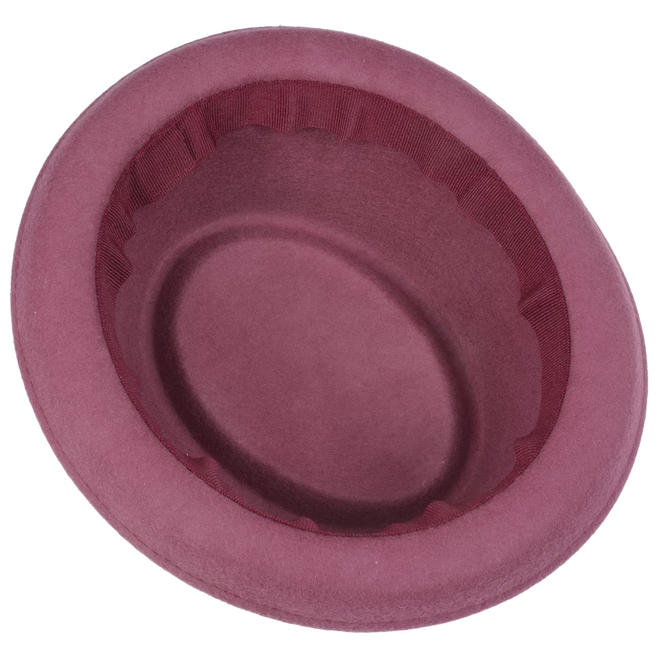 Lipodo Vantamo Pork Pie Wollhut Damen Handmade in Italy Mehrfarbiges Ripsband Rosa Hellblau Pink Damen Herbst Winter pink S (54-55 cm)