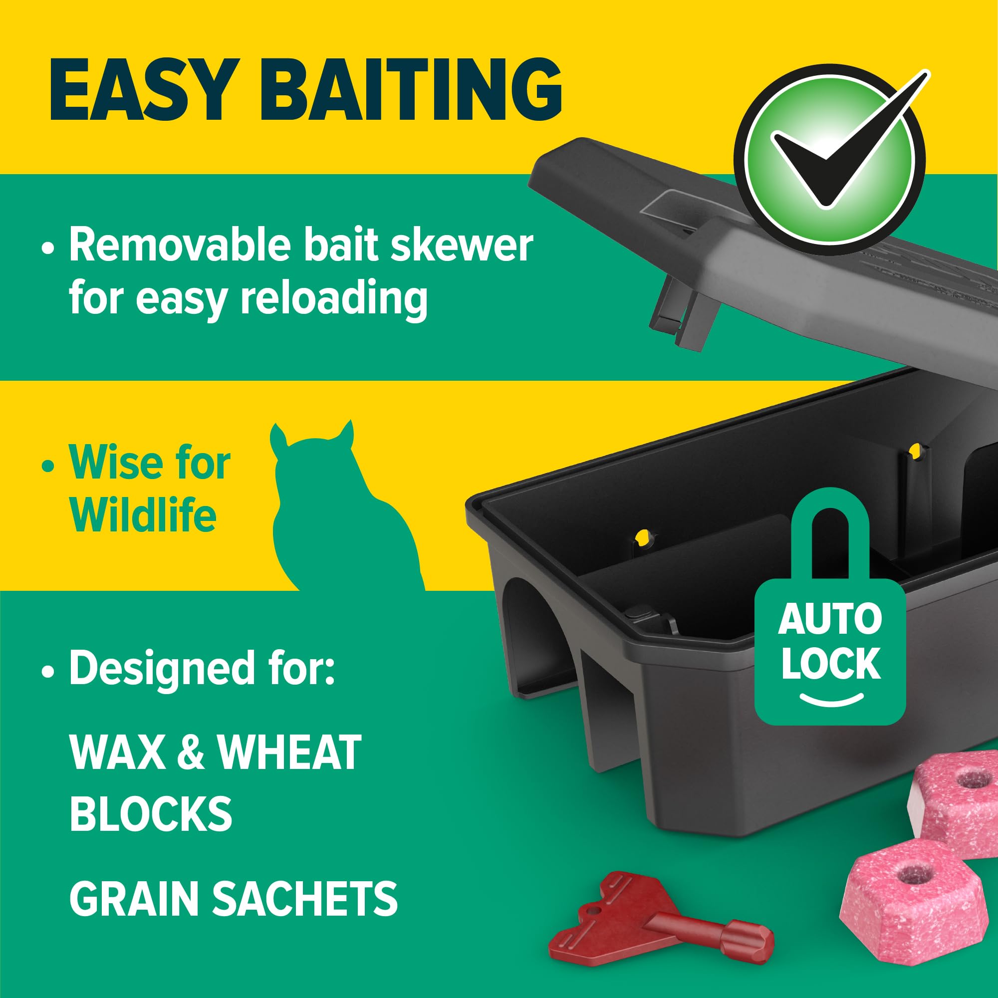 NOPE! Pre-Baited Rat Kit for Indoor/Outdoor Use (2 boxes, 6 blocks) | Ready-to-Use Brodifacoum Rodent Poison Bait Blocks with Max Strength — view 6