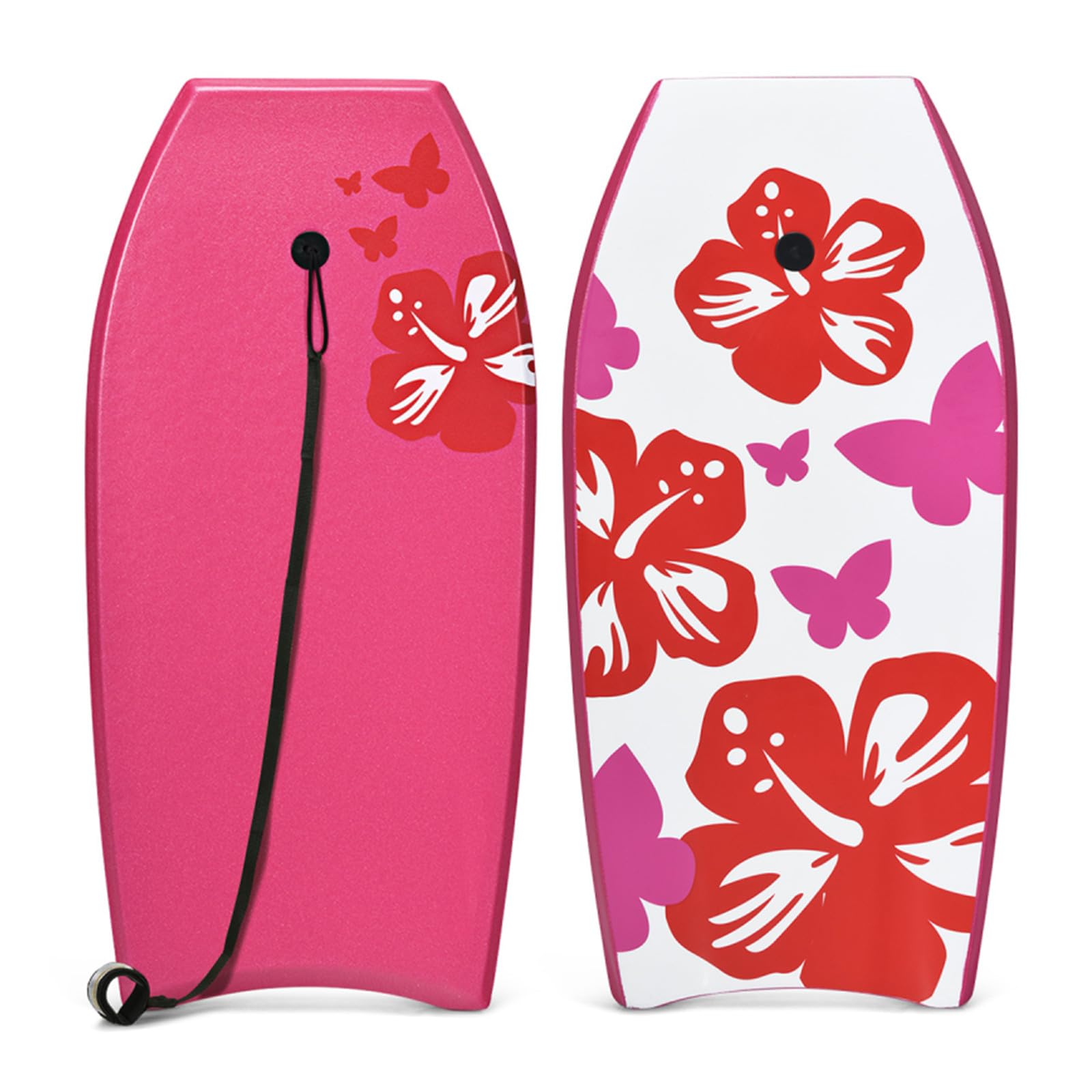 GYMAX Tabla de Surf de 105 x 51 cm, con Cuerda de Tracción, Carga Máxima: 85 kg, Tabla de Surf con Núcleo de Espuma EPS, para Niños y Adultos (Rosa)