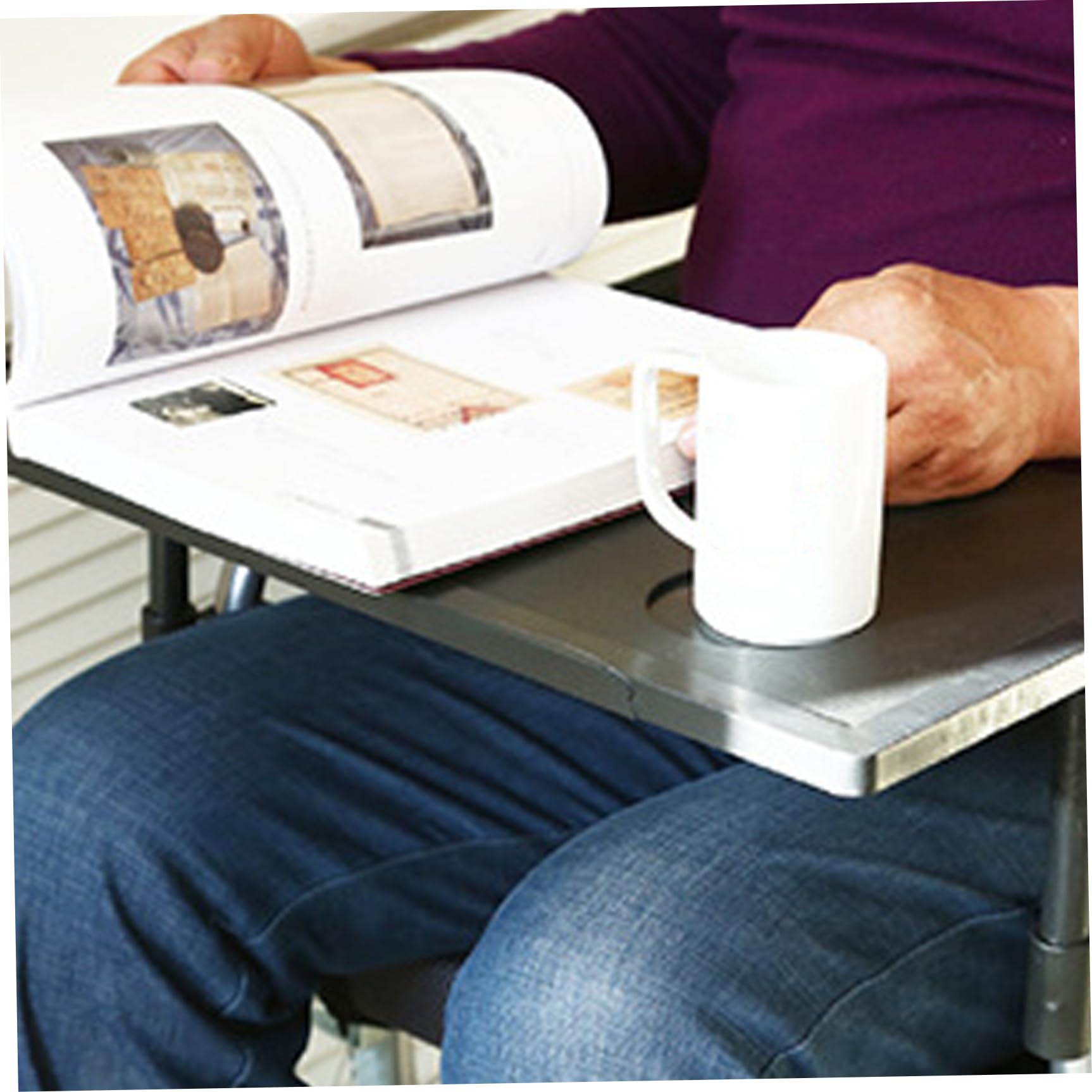 Tavolino per Sedia a rotelle con portabicchieri, Accessori da scrivania Rimovibili per Mangiare, Leggere e riposare