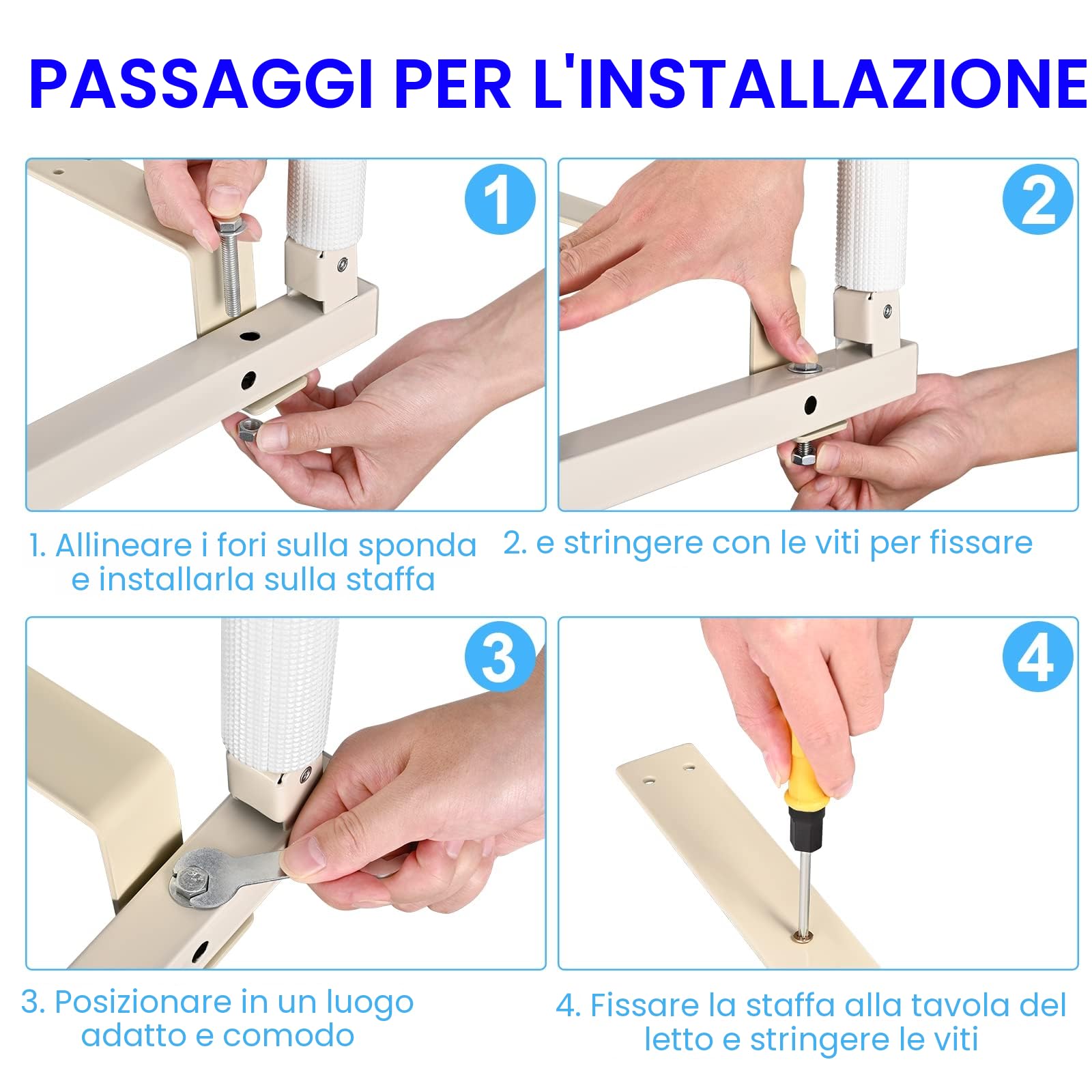 Sponde per letto Anziani Pieghevoli Sponda letto Anziani Sbarre per letto anziani barriera di protezione per disabili ospedalieri 97 x 40 cm