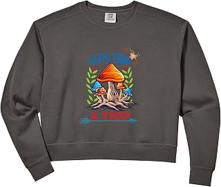 Womens Trippy Mushroom Lover Gift for Men Women Kids Teen Girls Comfort Colors Crop Sweatshirt