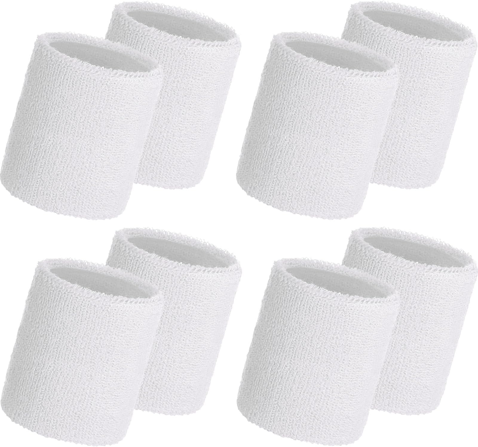 WILLBOND 8 Pack Wrist Sweatbands Sports Wristbands Tennis Sweatbands Neon 80s Thick Cotton Gymnastics Sweat Band International Sports Athletic Wristband for Men Women Party Supplies