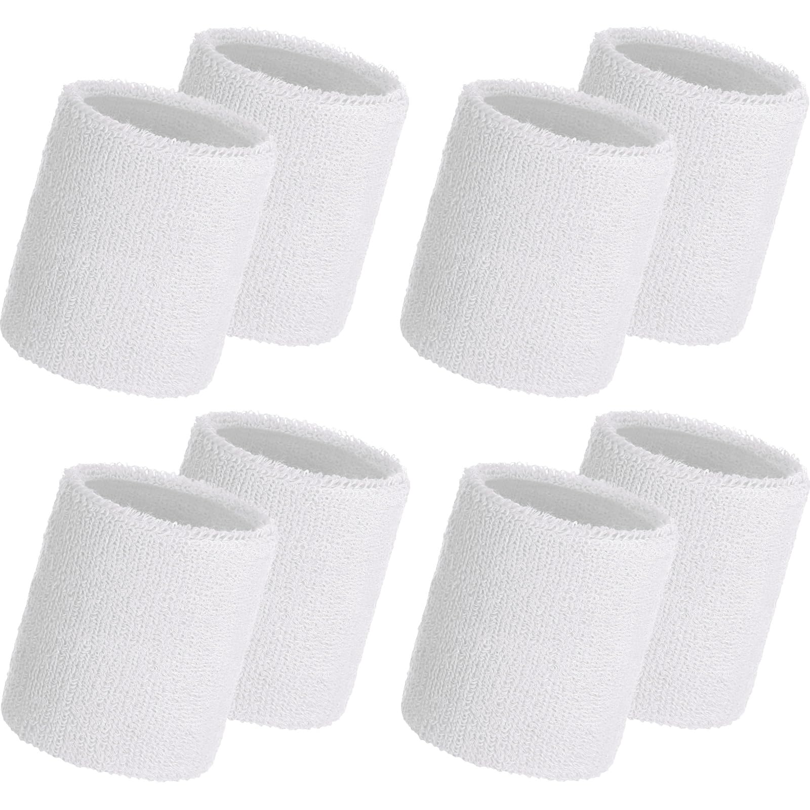 Willbond 8 Pack Wrist Sweatbands Sports Wristbands Tennis Sweatbands, White