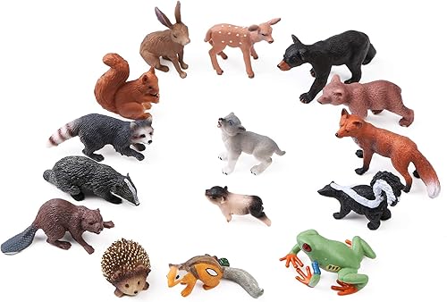 Miniatura 6 de 16 figuras de animales del bosque figuras de criaturas del bosque juguetes en miniatura adornos para pasteles regalo de cumpleaños para niños