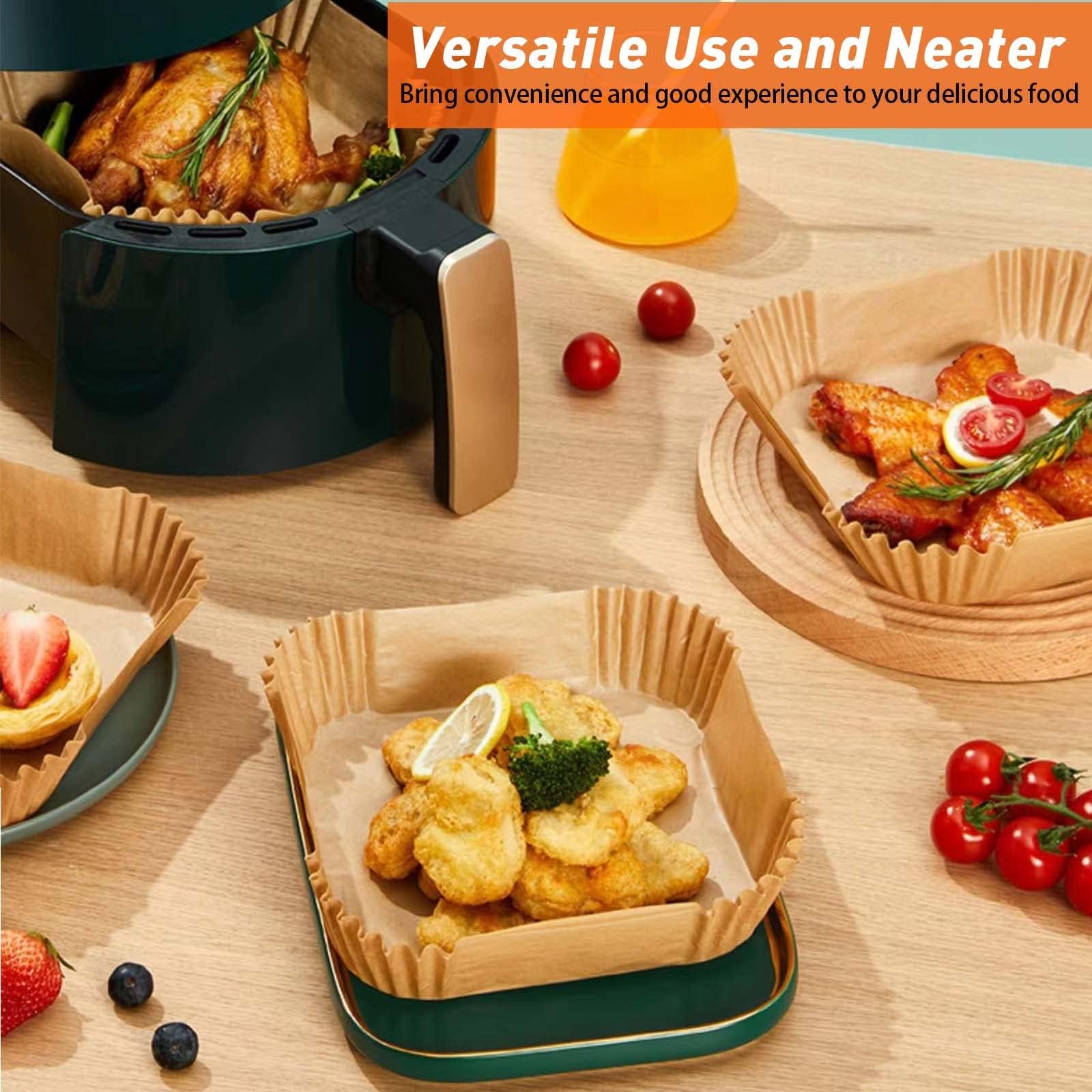Carta forno per friggitrice ad aria 400 unità da 20-24 cm Quadrata. Adatto al friggitrice ad aria, da 5 a 8 litri. Carta Air Fryer certificata per uso alimentare BPA Free, FDA e LFGB