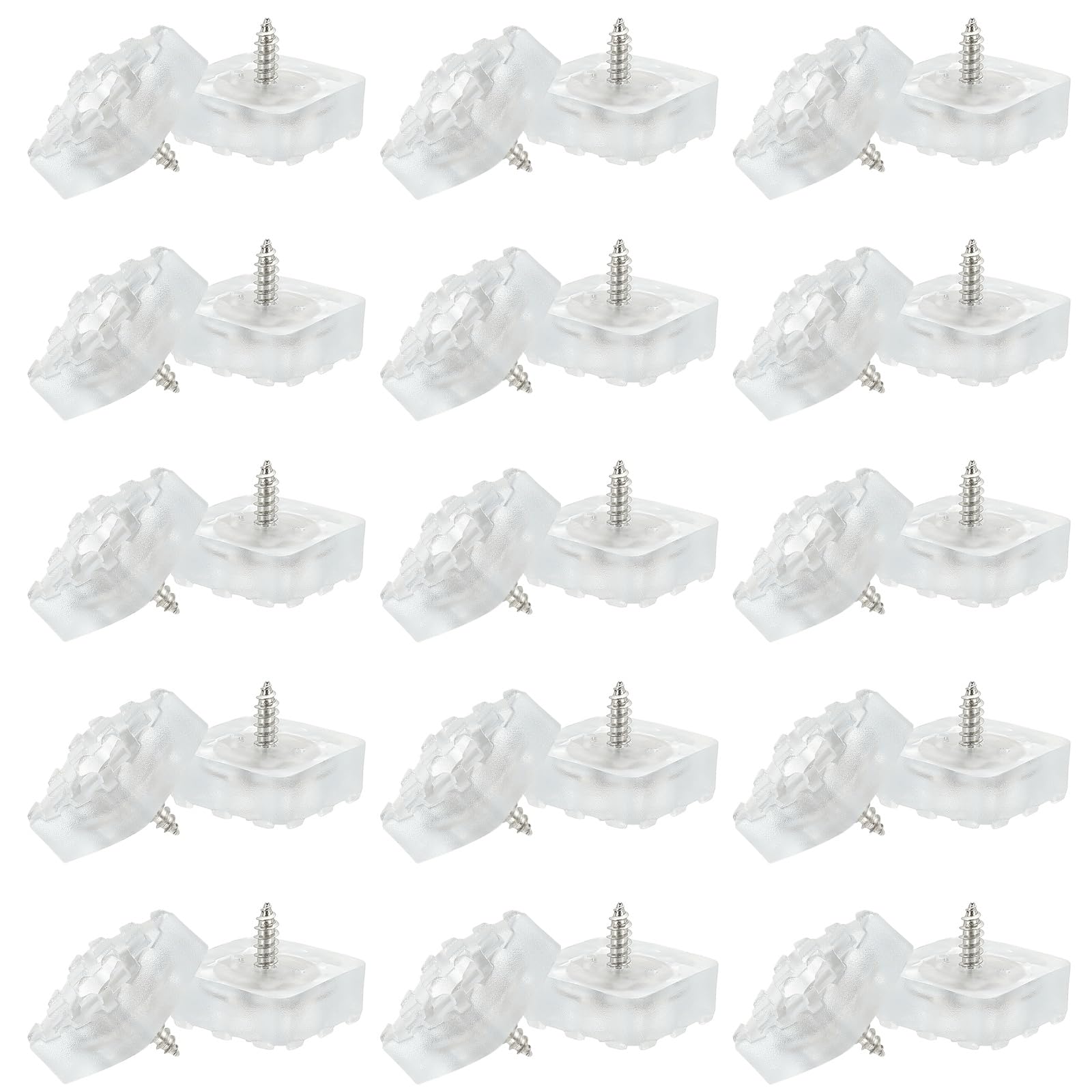 PATIKIL 22mm Screw-On Rubber Feet for Furniture 32 Pcs Non Slip Square Furniture Pads Chair Glides Table Leg Protectors for Hardwood Floor Cutting Board Electronics Clear
